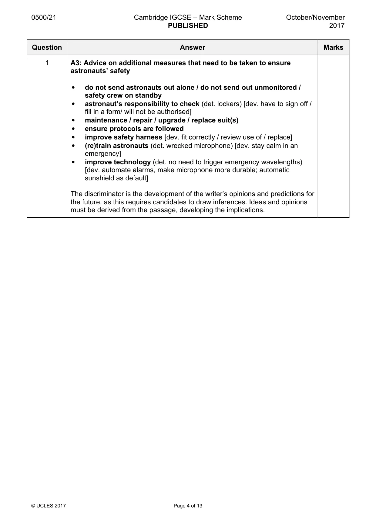Mark scheme, page 4 of 13