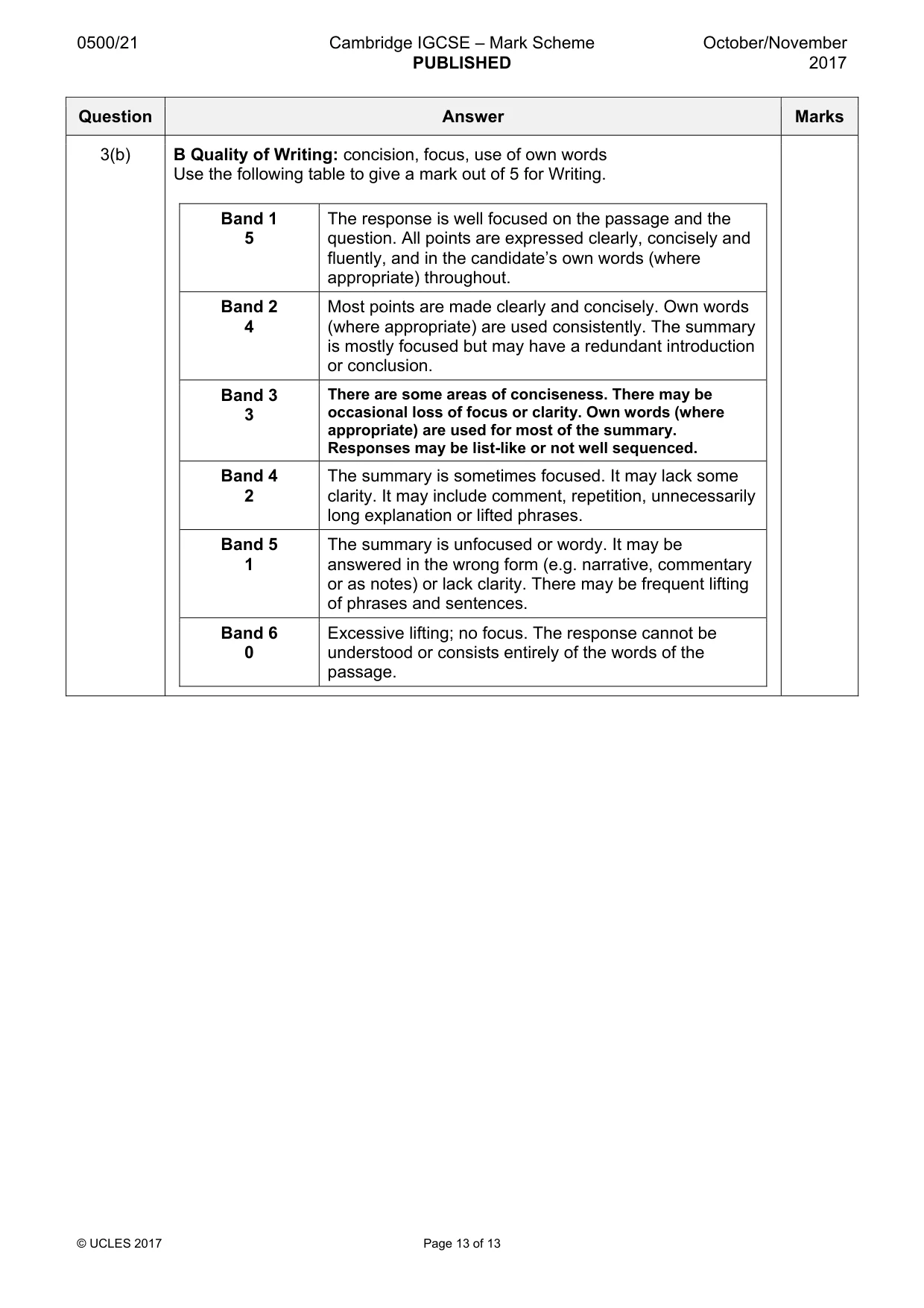 Mark scheme, page 13 of 13