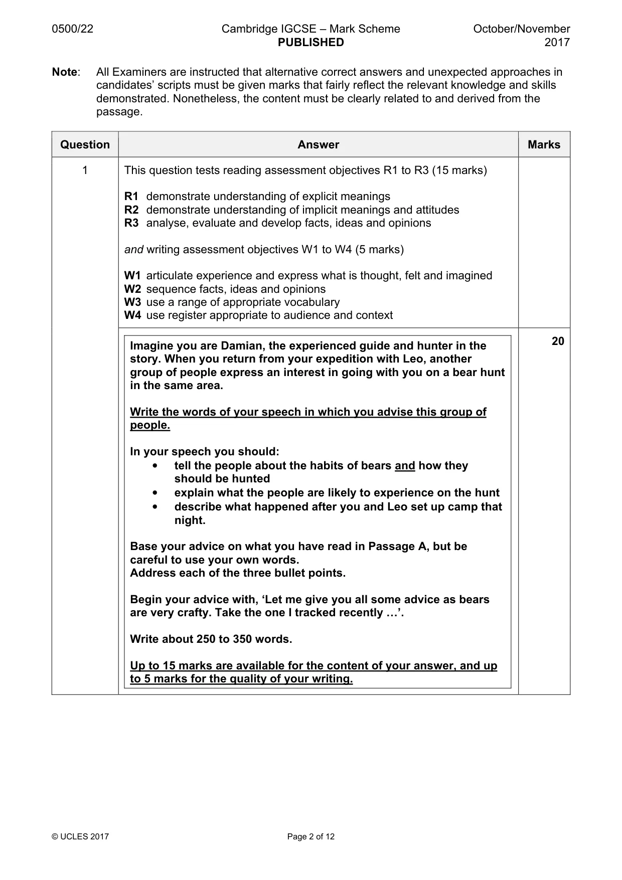 Mark scheme, page 2 of 12