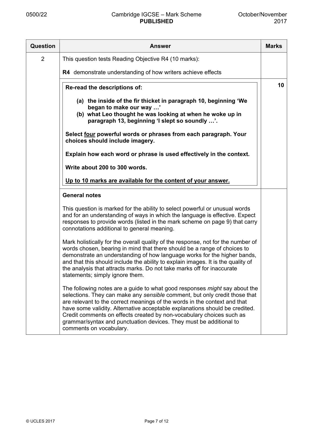 Mark scheme, page 7 of 12