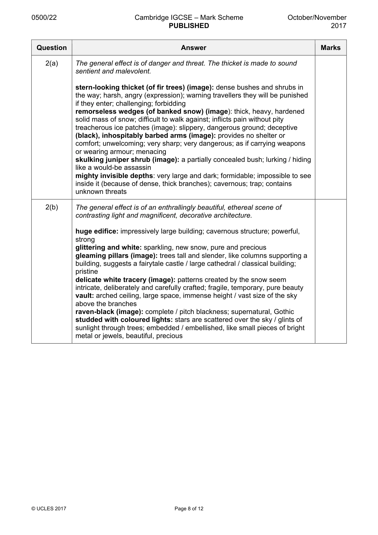 Mark scheme, page 8 of 12