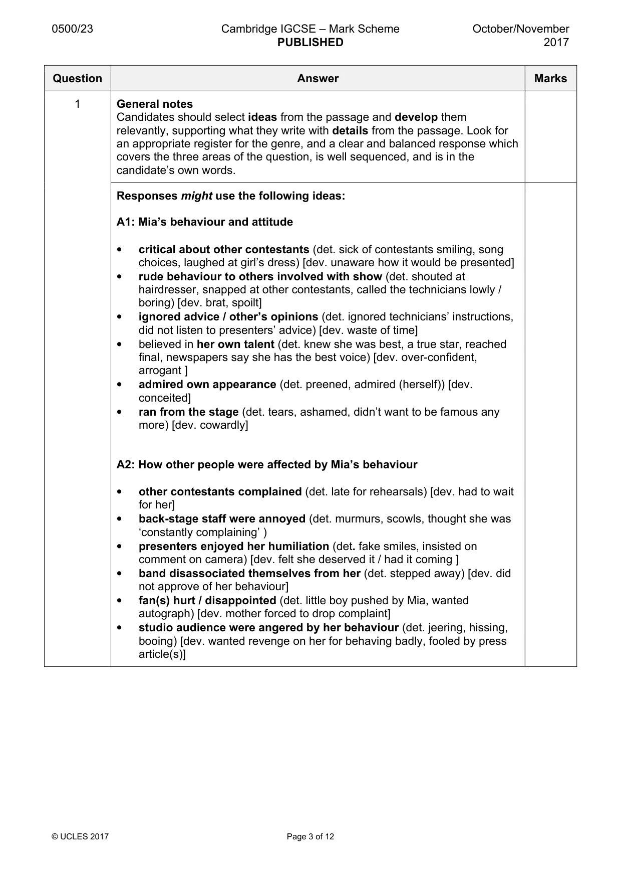 Mark scheme, page 3 of 12
