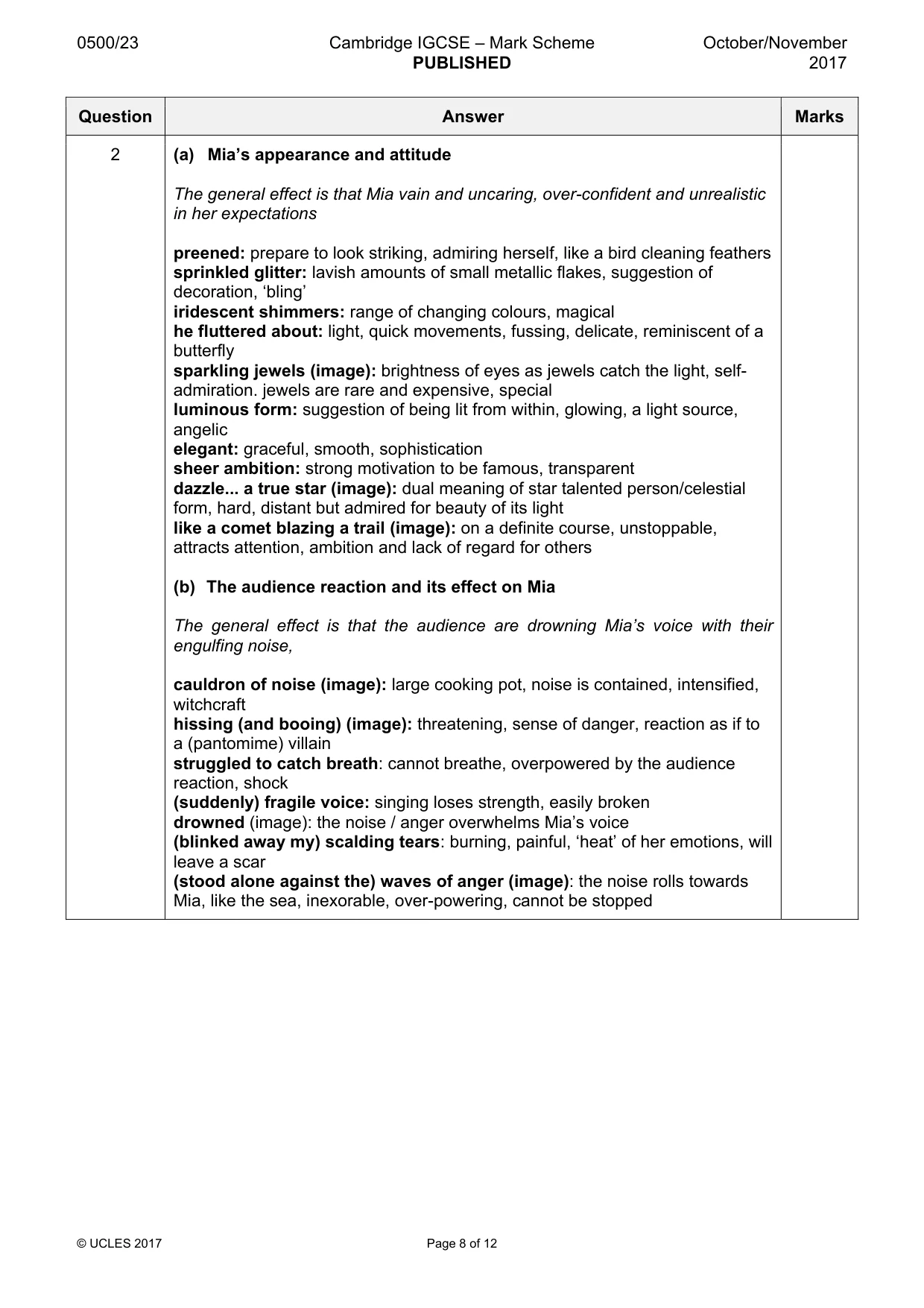 Mark scheme, page 8 of 12