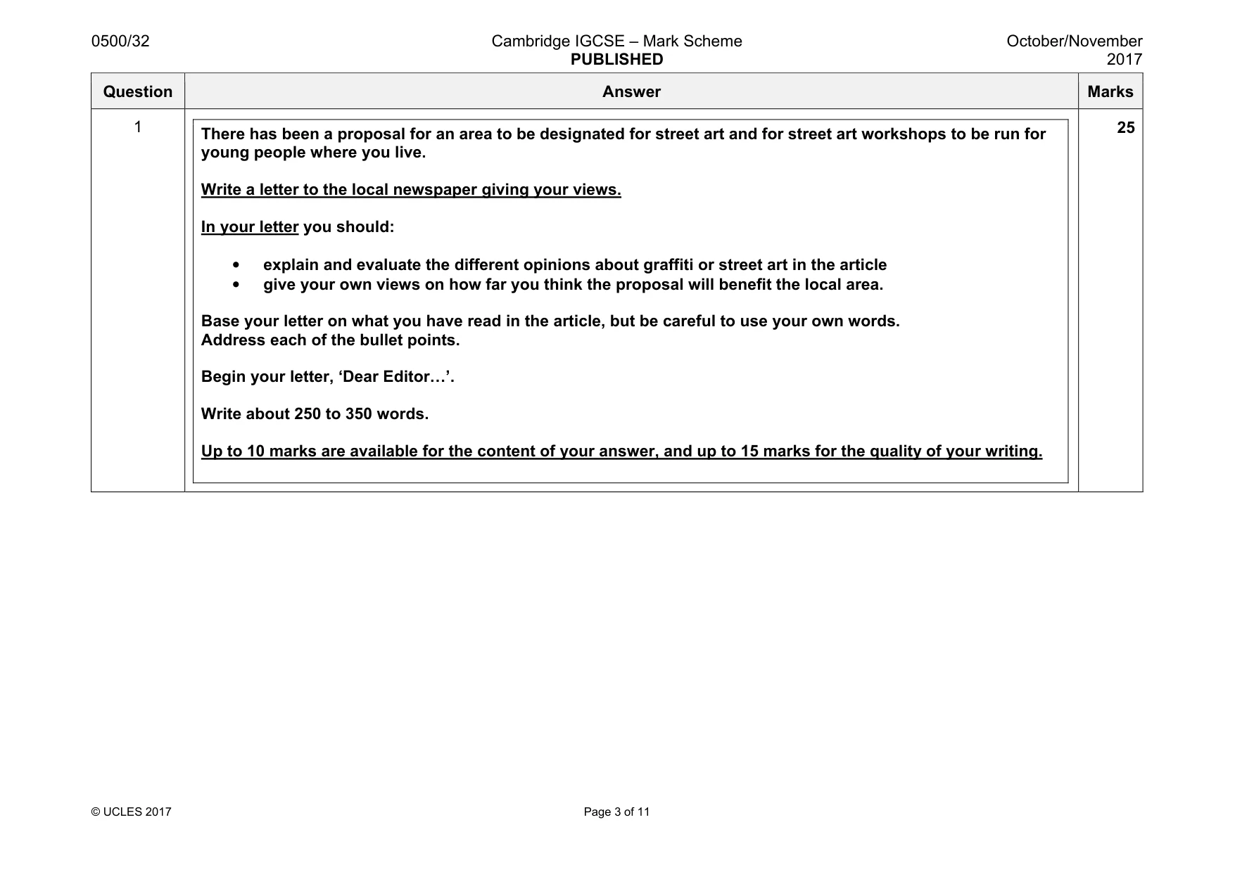 Mark scheme, page 3 of 11