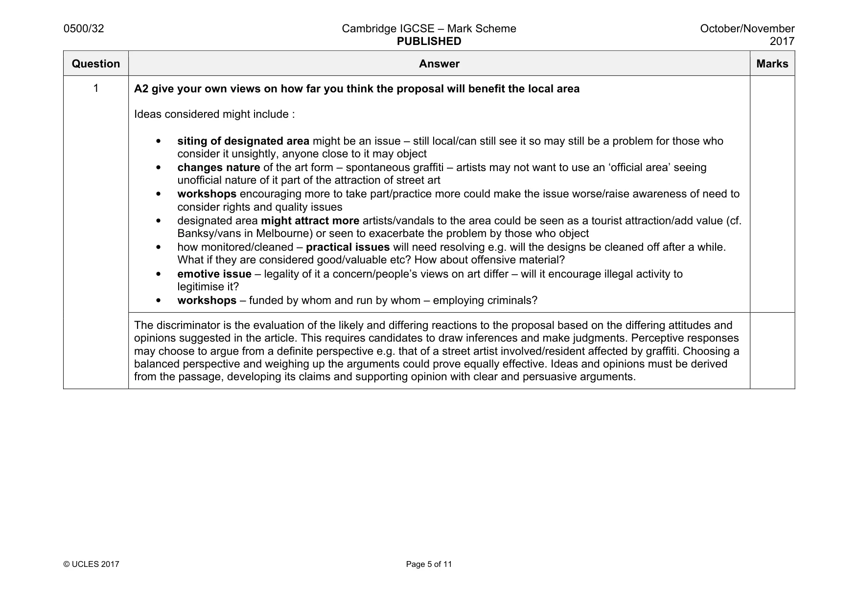 Mark scheme, page 5 of 11