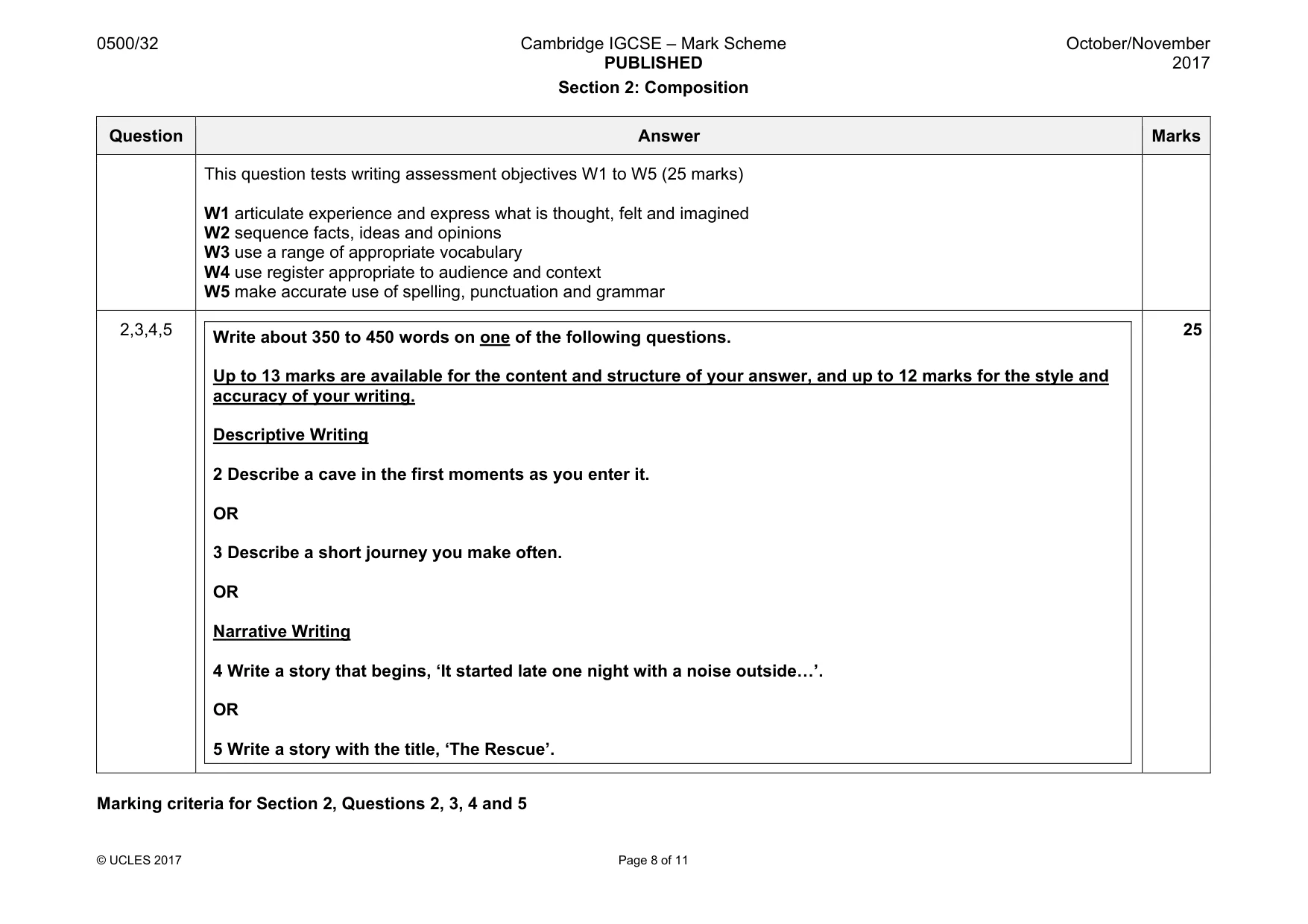 Mark scheme, page 8 of 11