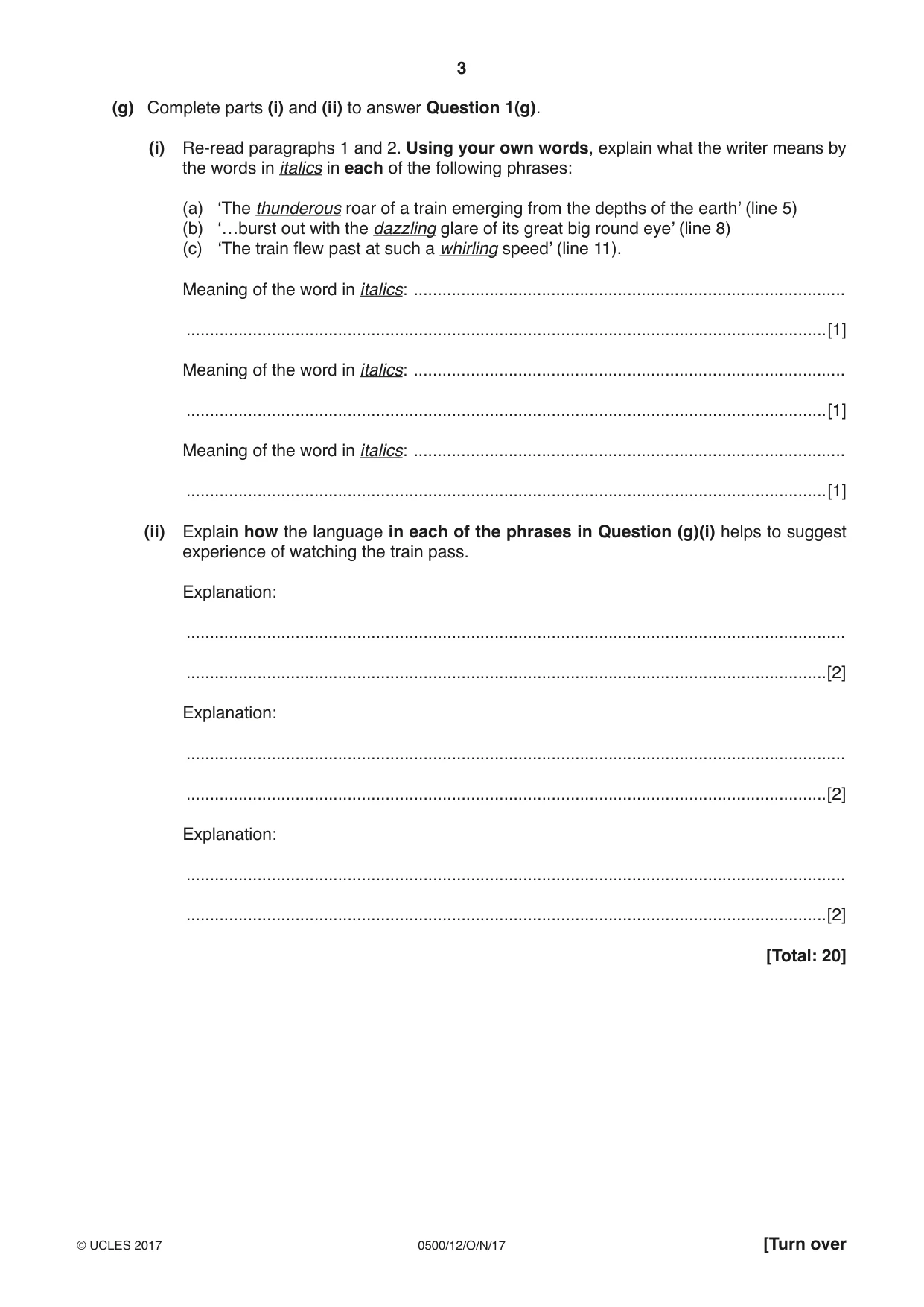 Cambridge IGCSE English - First Language 0500 2017 Oct/Nov Paper 1 · Variant 2 question paper, page 3 of 12