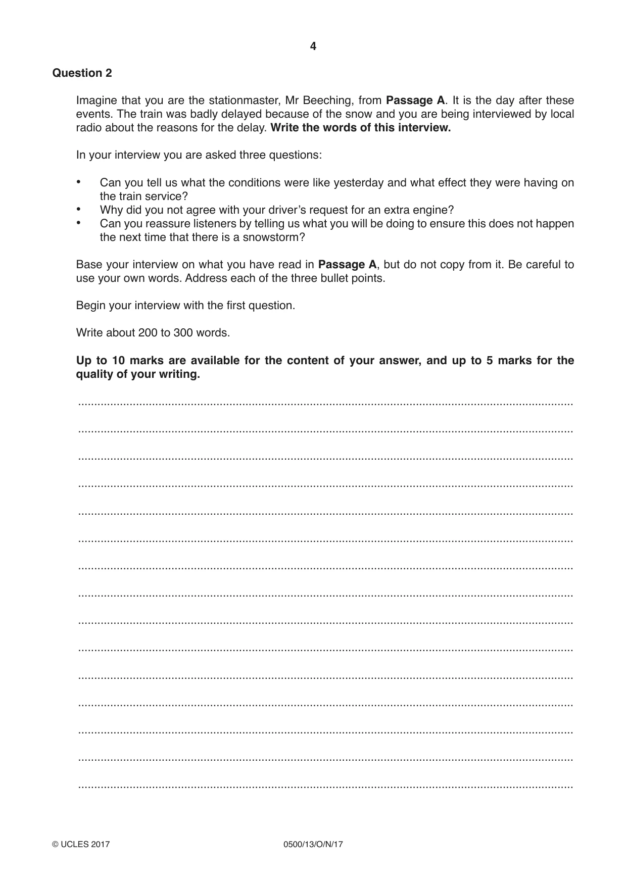 Cambridge IGCSE English - First Language 0500 2017 Oct/Nov Paper 1 · Variant 3 question paper, page 4 of 12