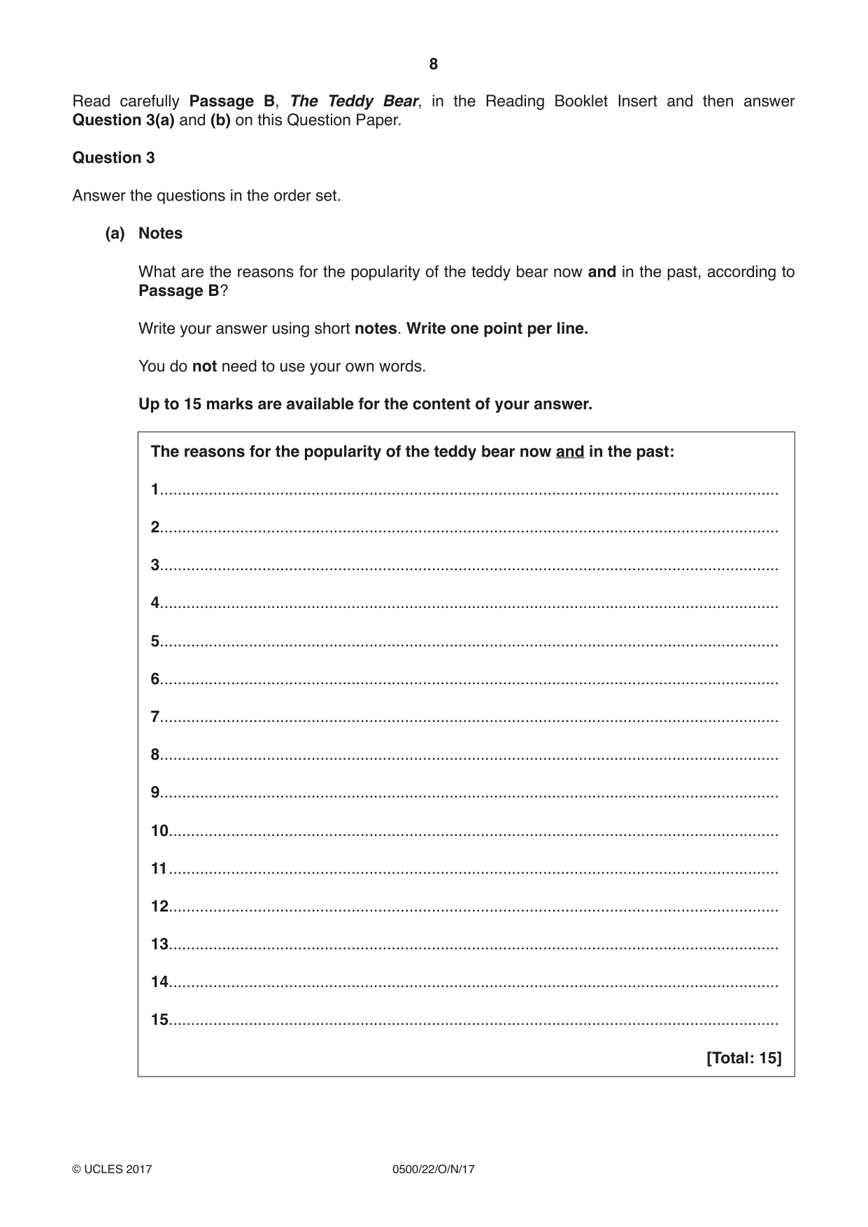 Cambridge IGCSE English - First Language 0500 2017 Oct/Nov Paper 2 · Variant 2 question paper, page 8 of 12