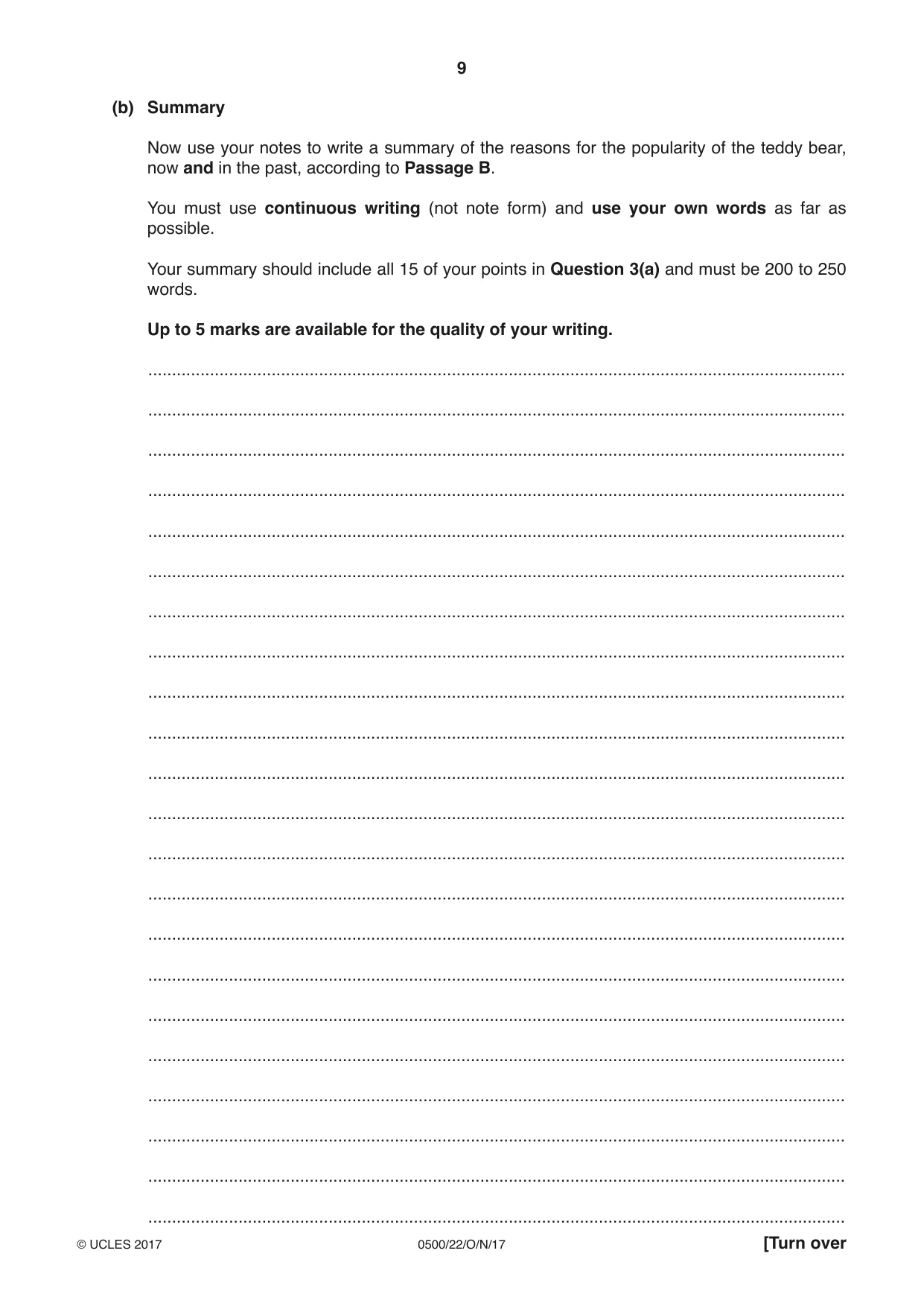 Cambridge IGCSE English - First Language 0500 2017 Oct/Nov Paper 2 · Variant 2 question paper, page 9 of 12