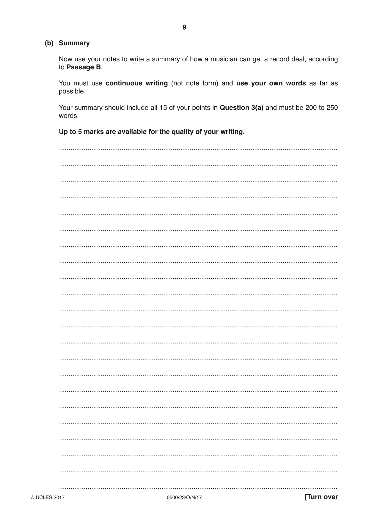 Cambridge IGCSE English - First Language 0500 2017 Oct/Nov Paper 2 · Variant 3 question paper, page 9 of 12