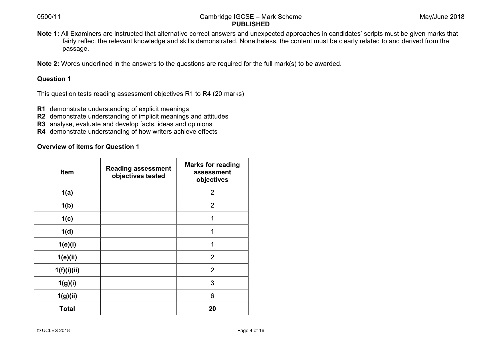 Mark scheme, page 4 of 16