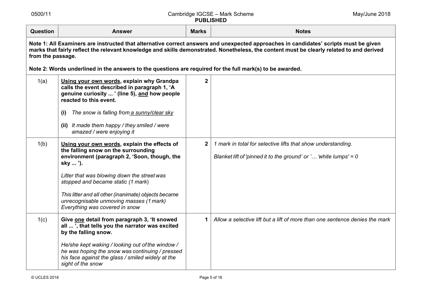 Mark scheme, page 5 of 16