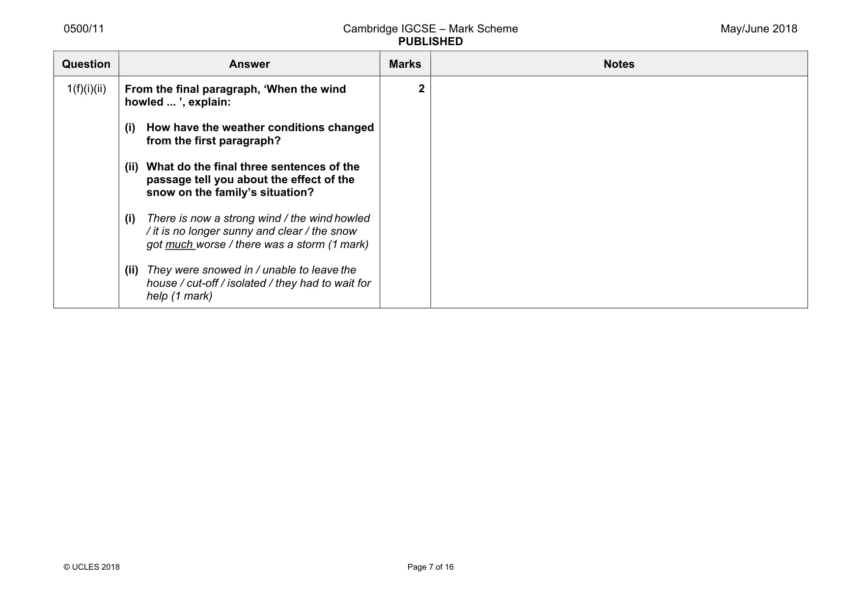 Mark scheme, page 7 of 16
