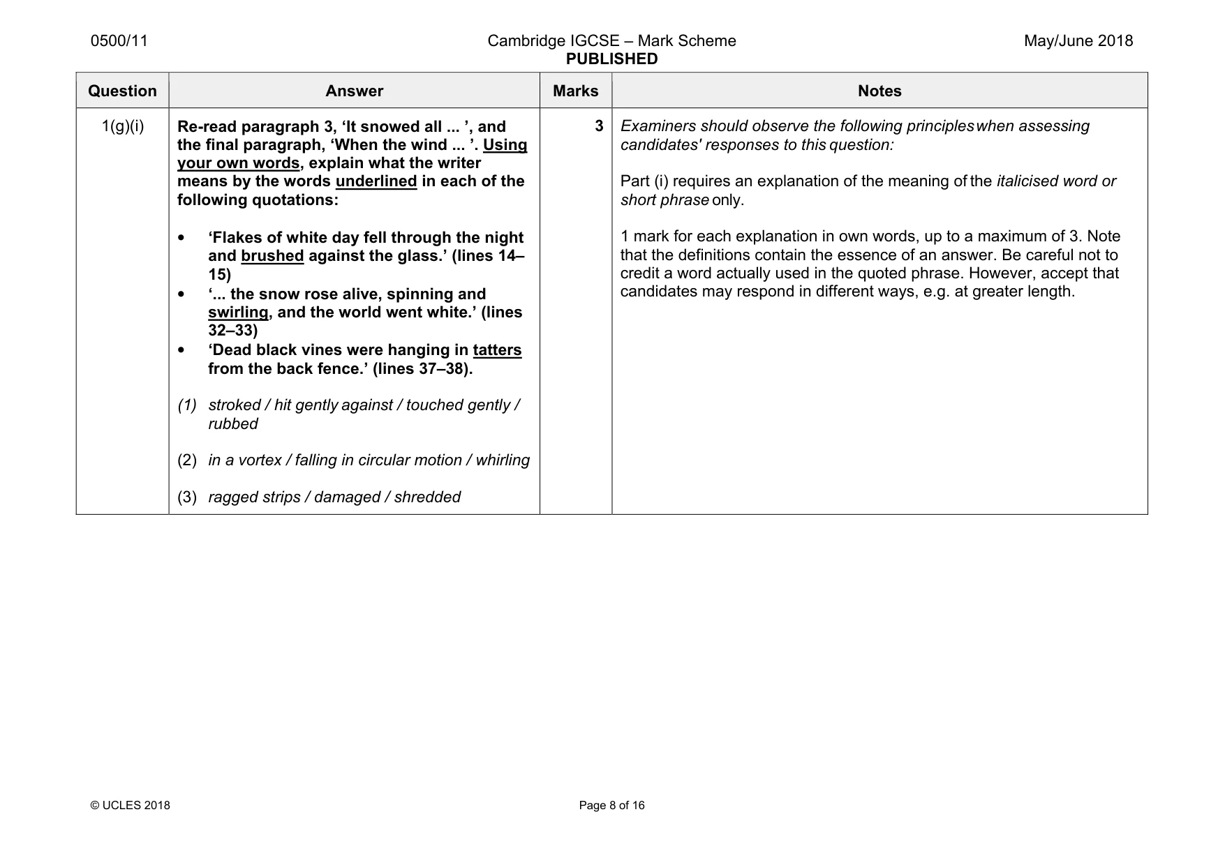 Mark scheme, page 8 of 16