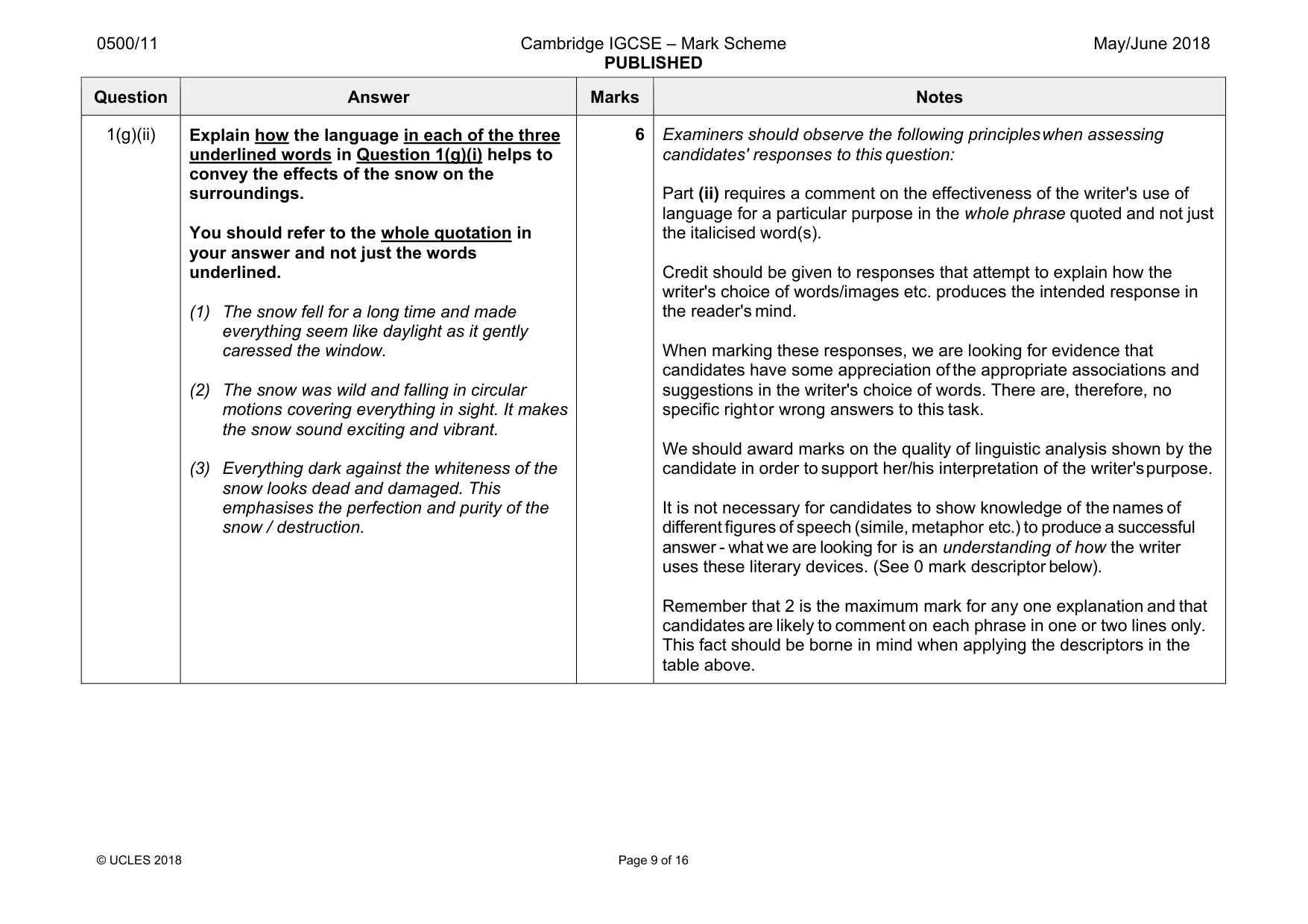Mark scheme, page 9 of 16