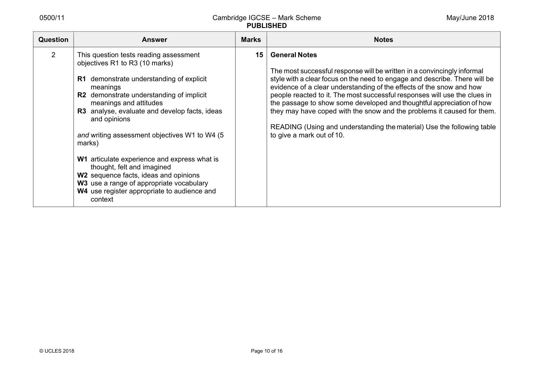 Mark scheme, page 10 of 16