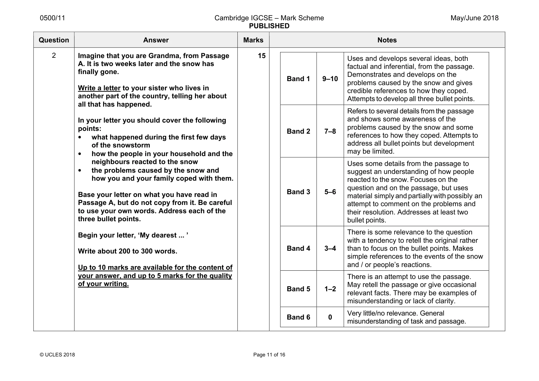 Mark scheme, page 11 of 16