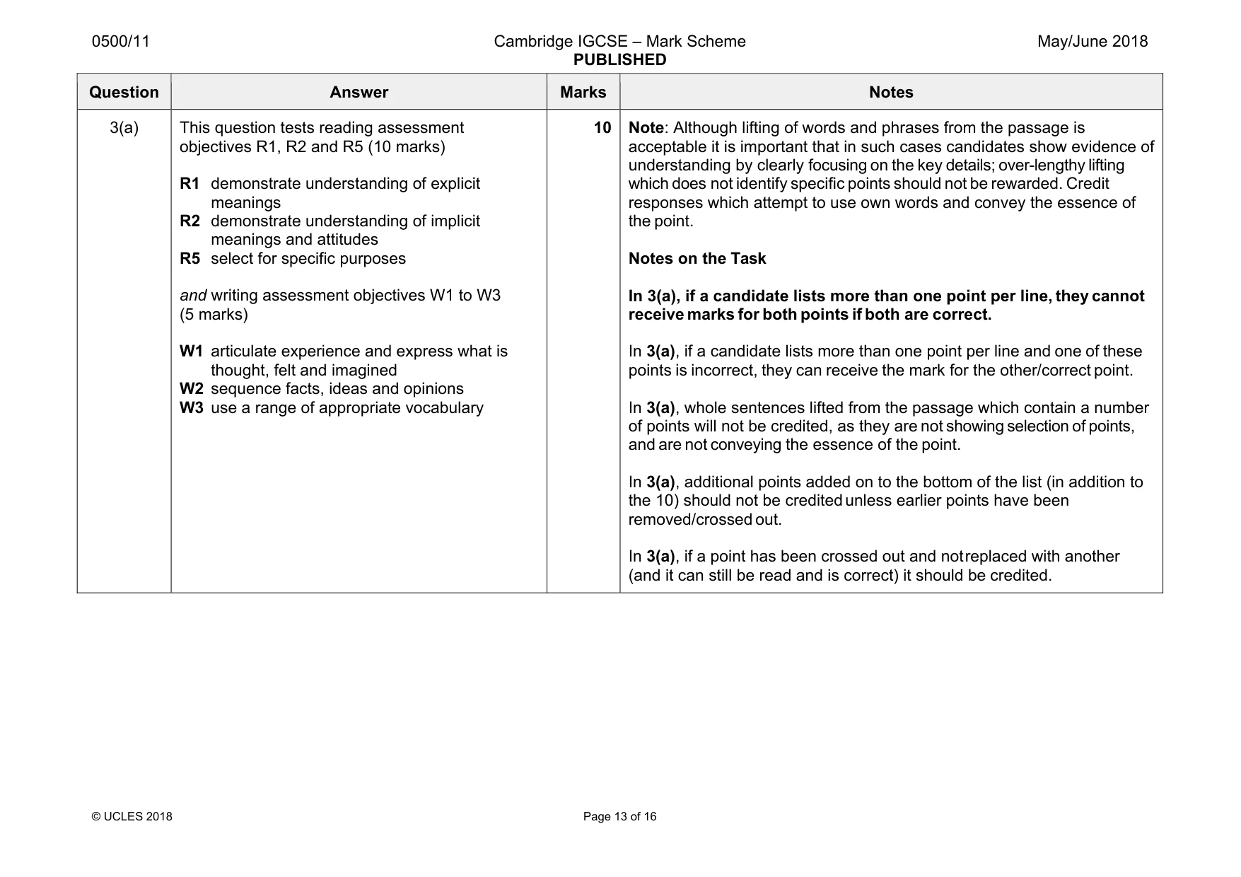 Mark scheme, page 13 of 16