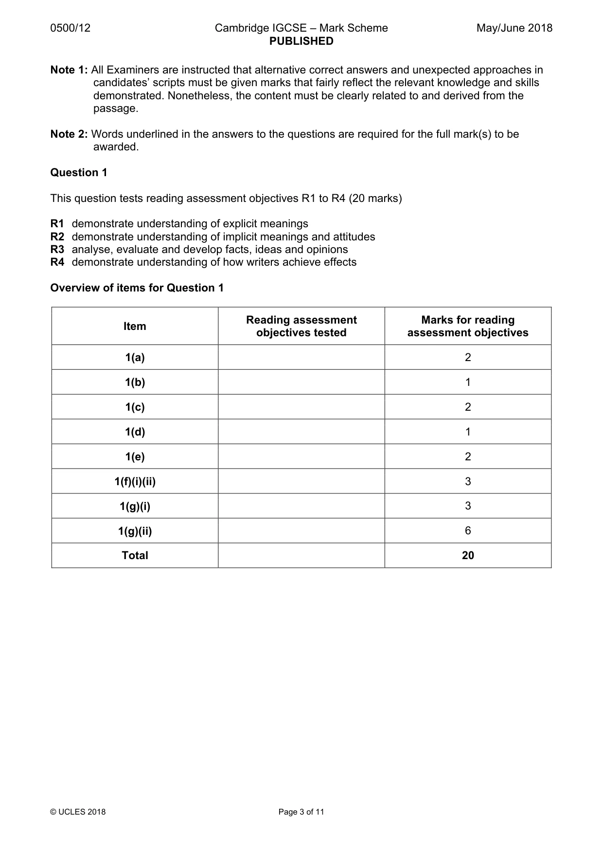 Mark scheme, page 3 of 11