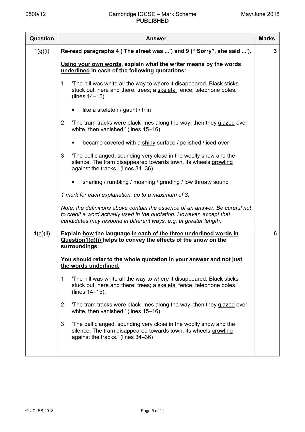Mark scheme, page 5 of 11
