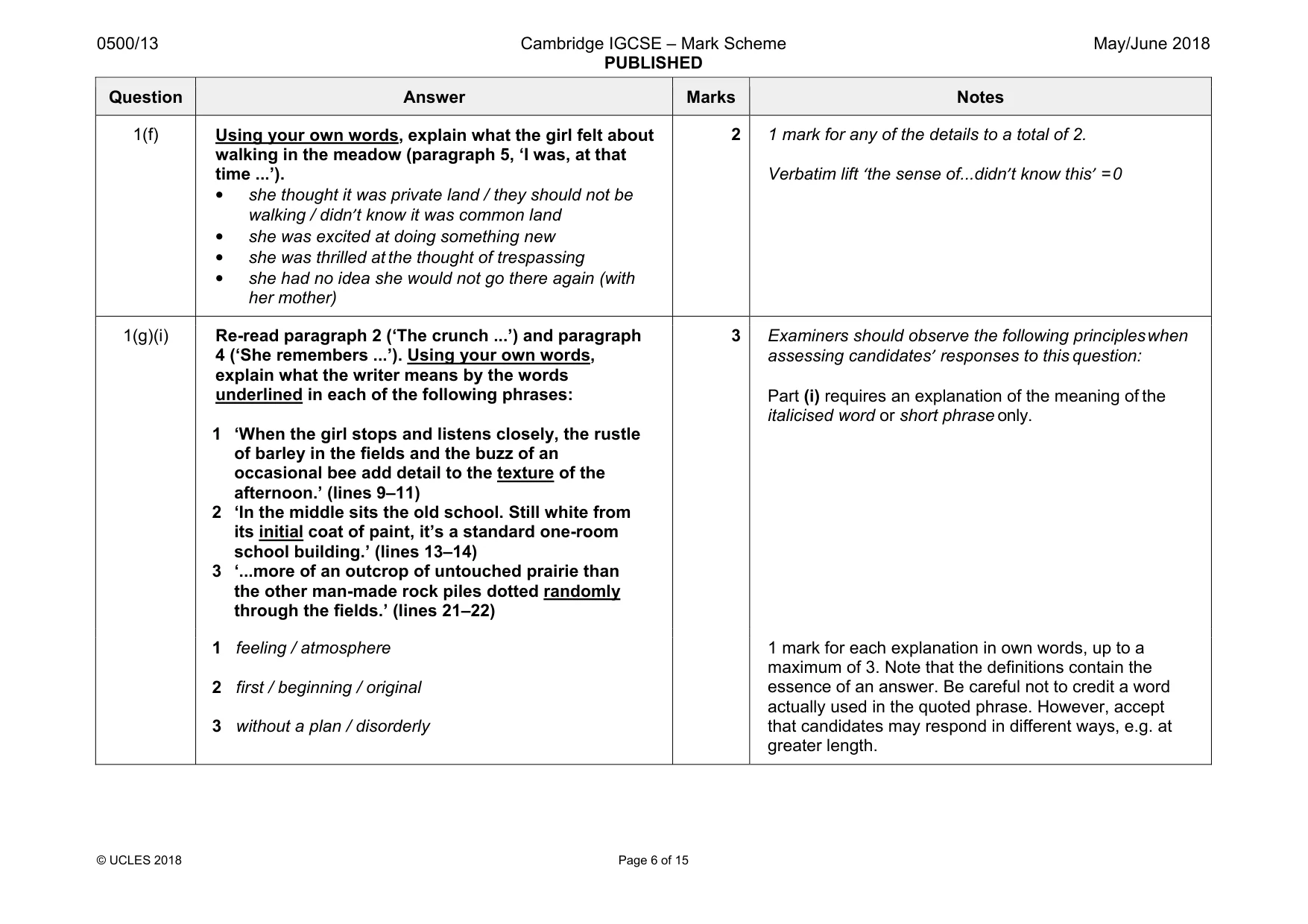 Mark scheme, page 6 of 15