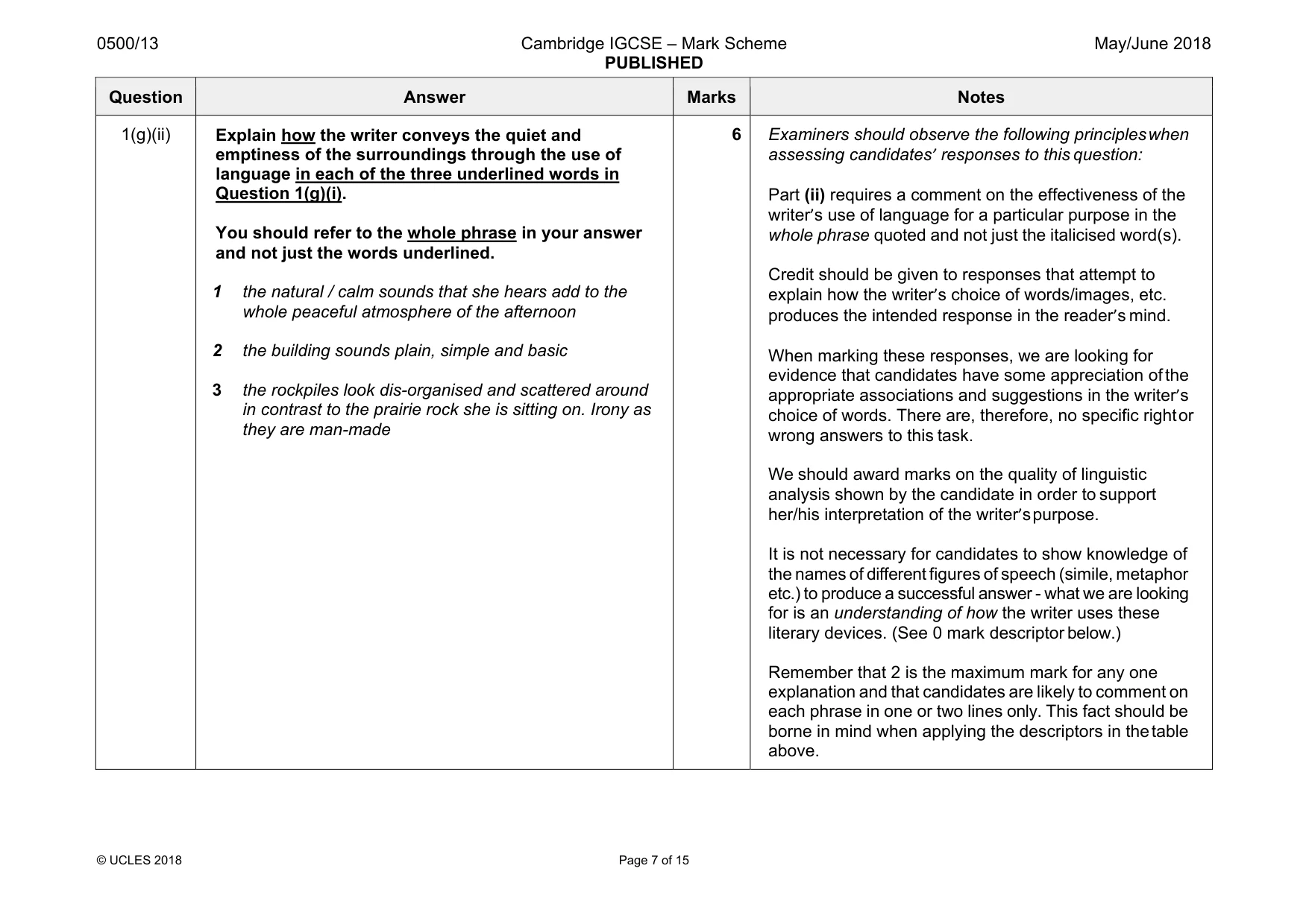 Mark scheme, page 7 of 15