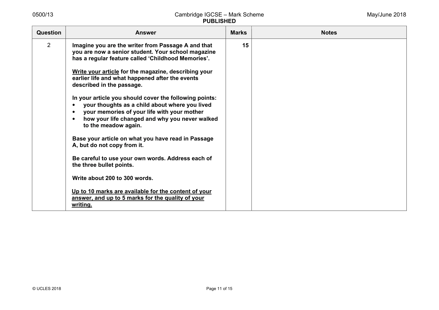 Mark scheme, page 11 of 15