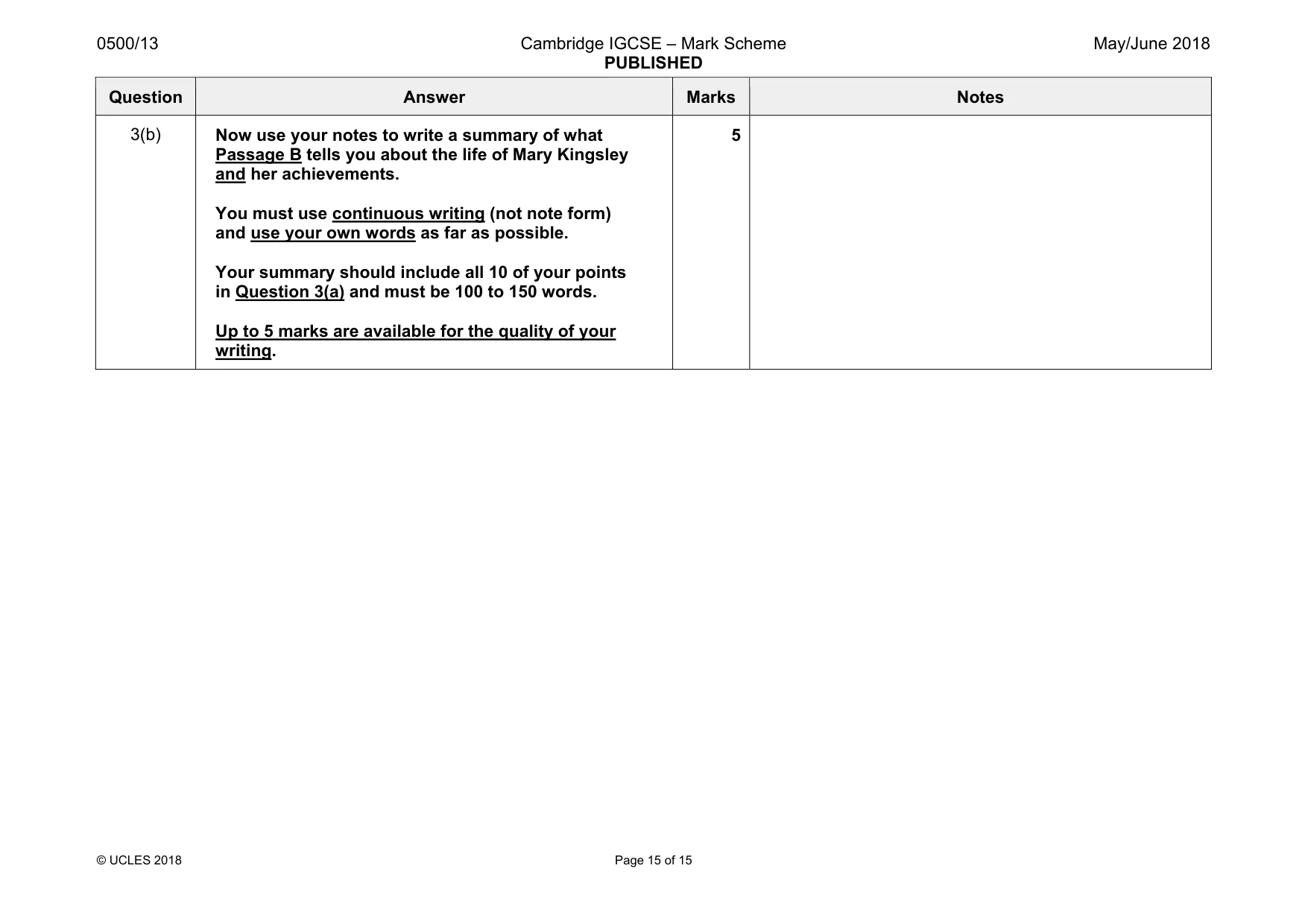 Mark scheme, page 15 of 15