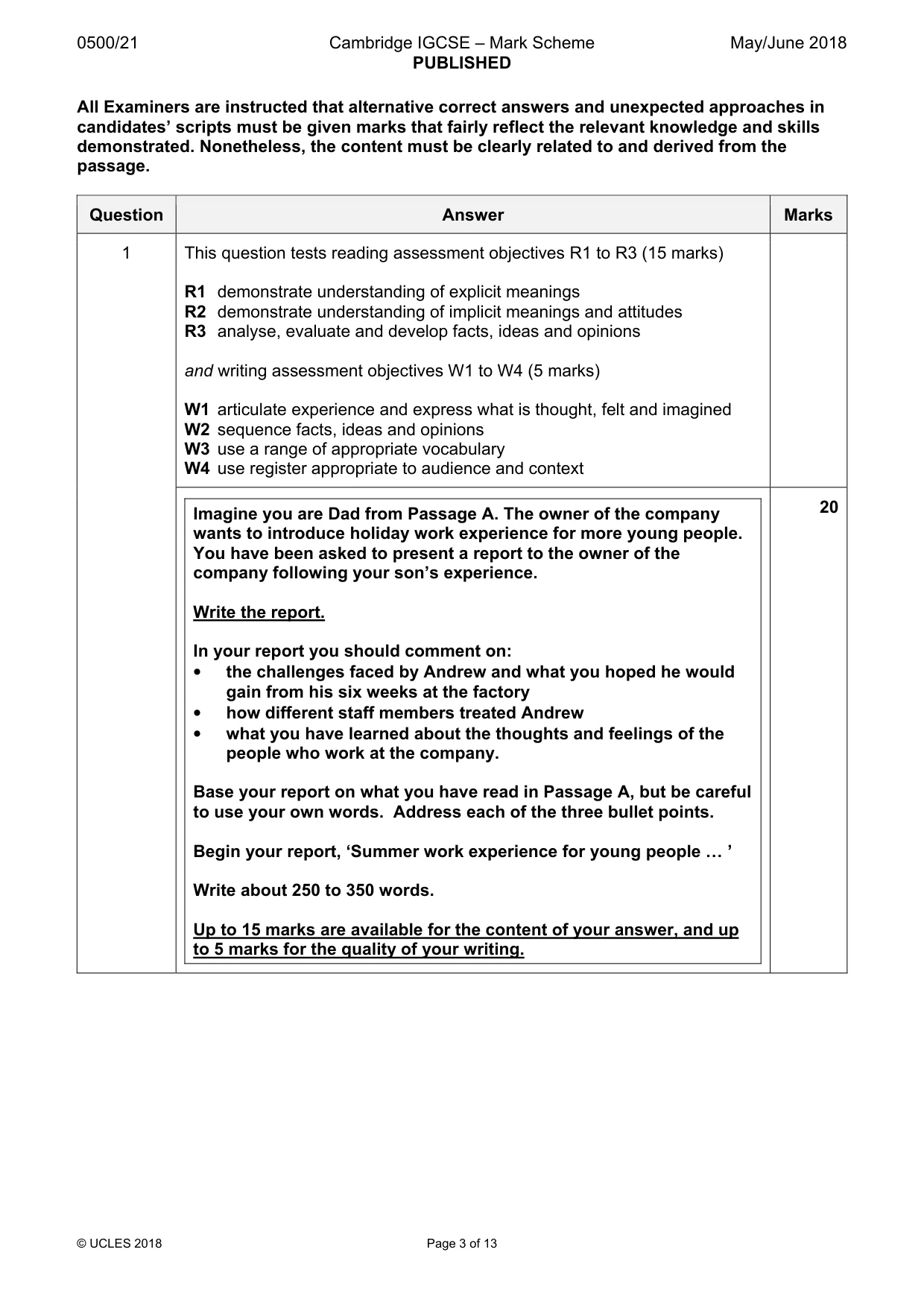 Mark scheme, page 3 of 13