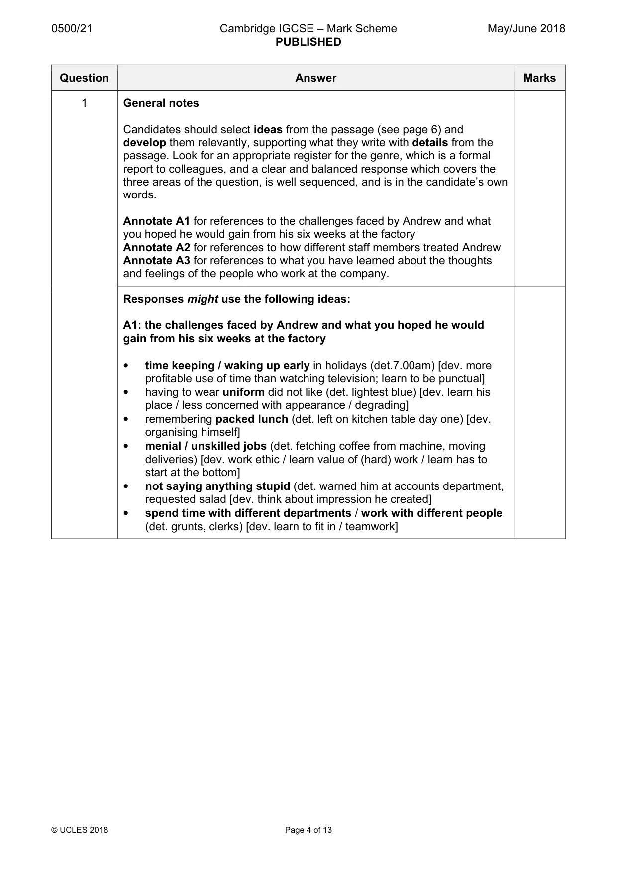 Mark scheme, page 4 of 13