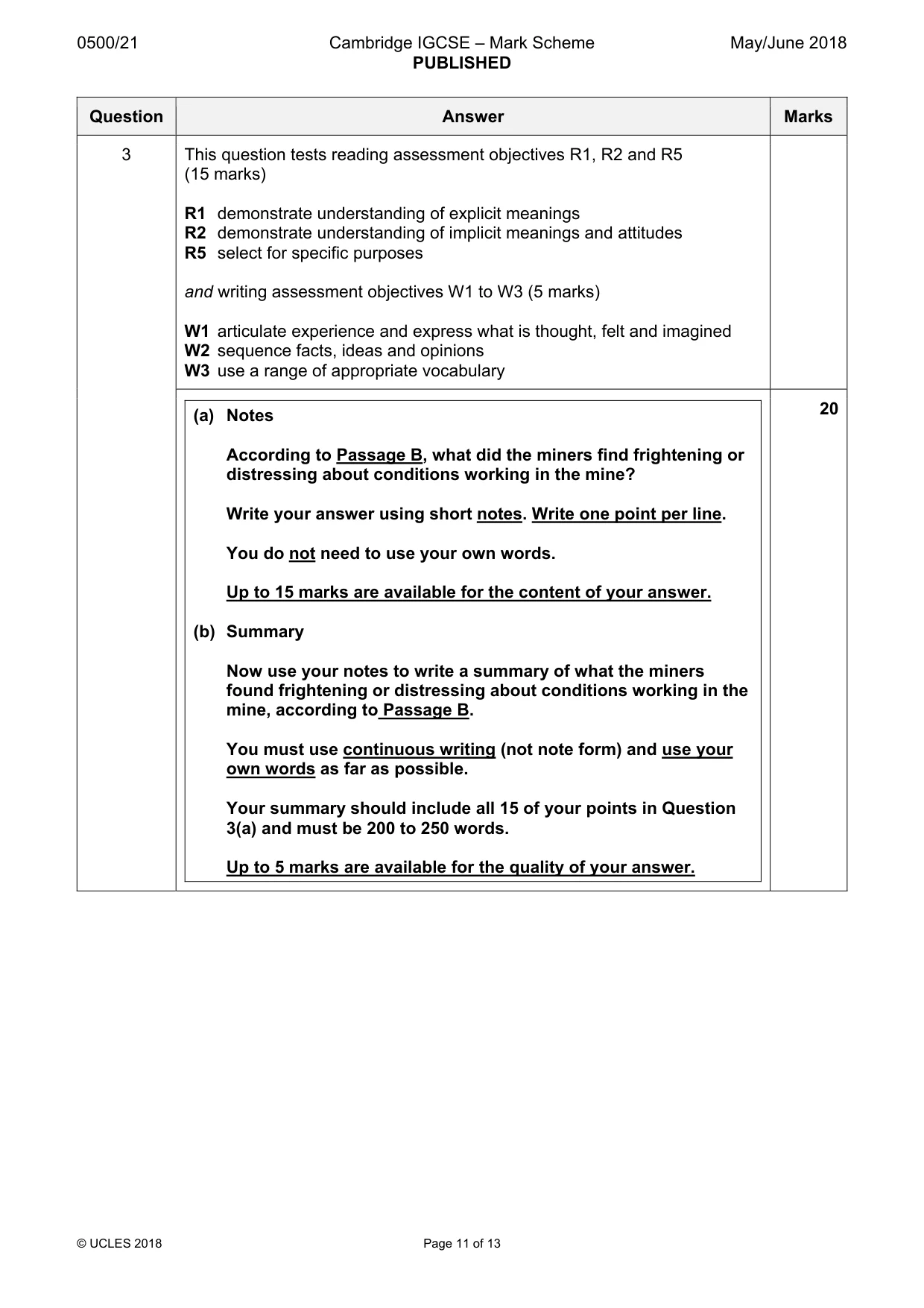 Mark scheme, page 11 of 13