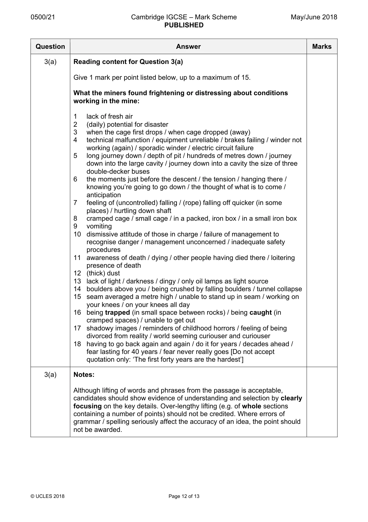 Mark scheme, page 12 of 13