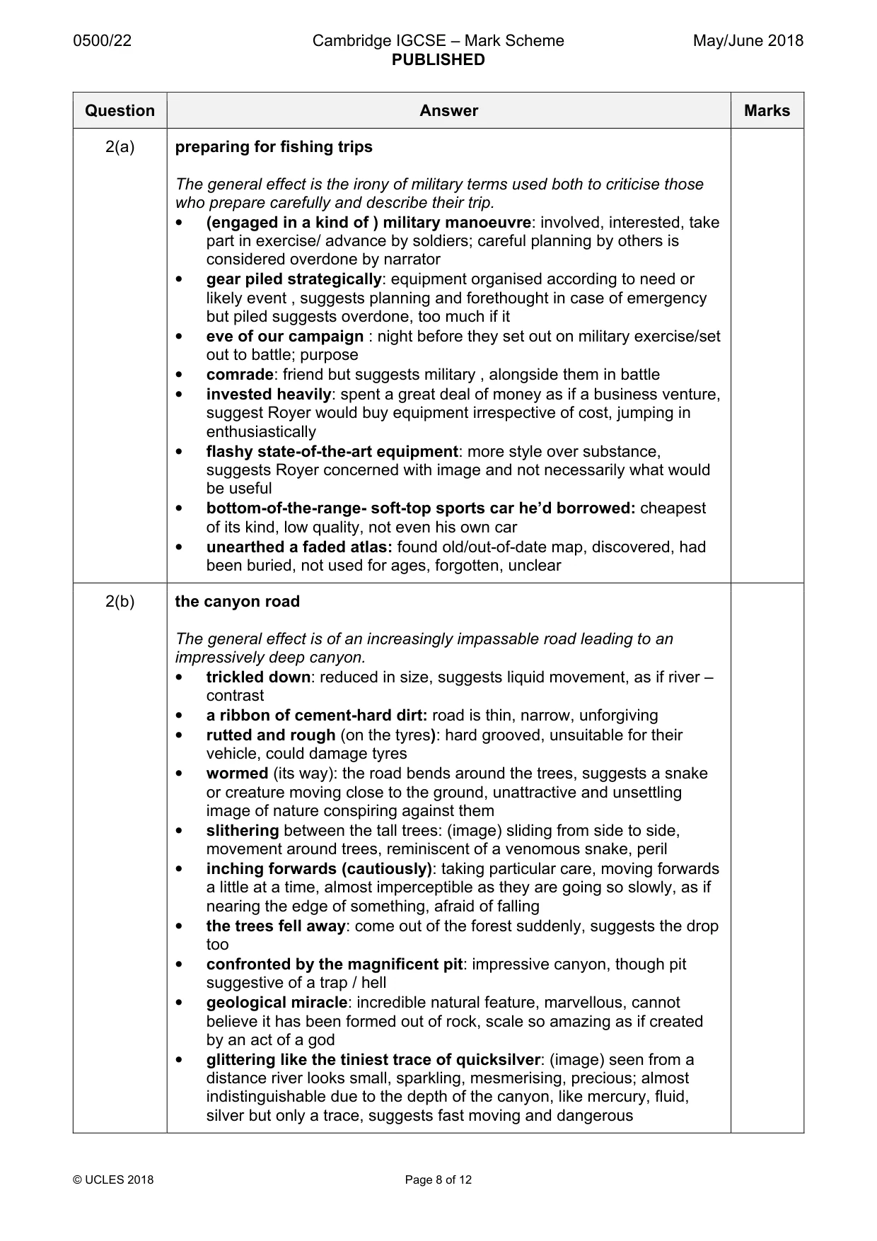 Mark scheme, page 8 of 12