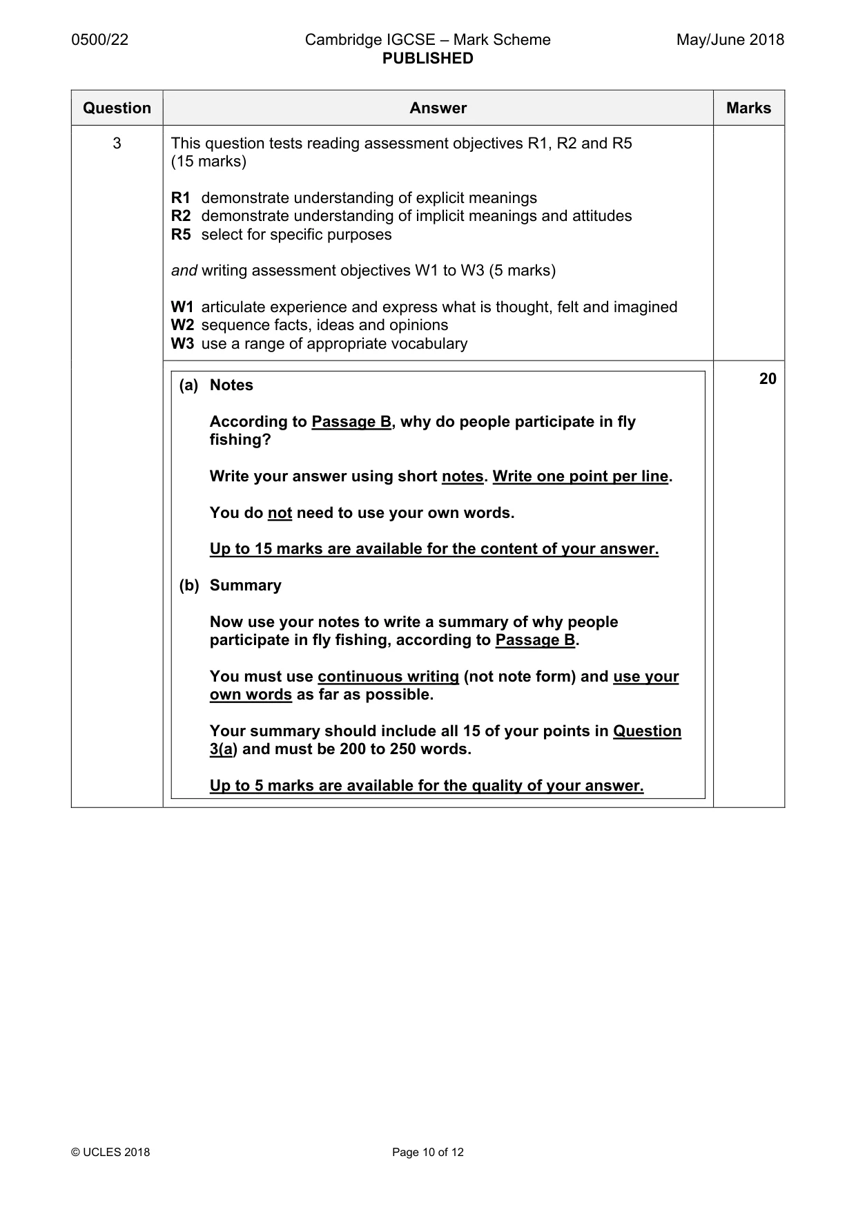 Mark scheme, page 10 of 12