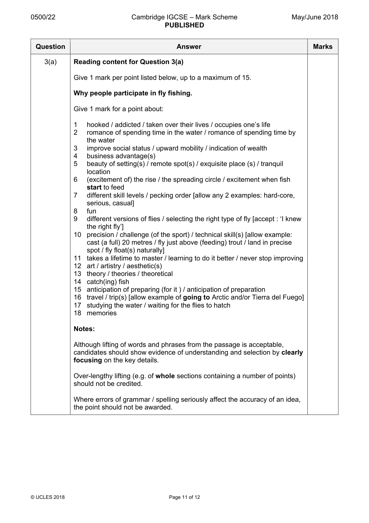 Mark scheme, page 11 of 12