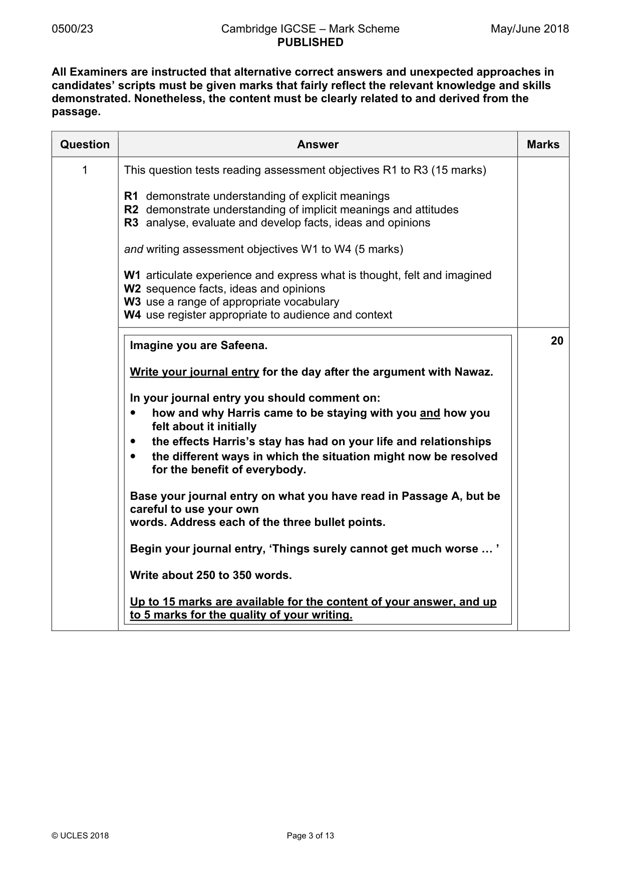 Mark scheme, page 3 of 13