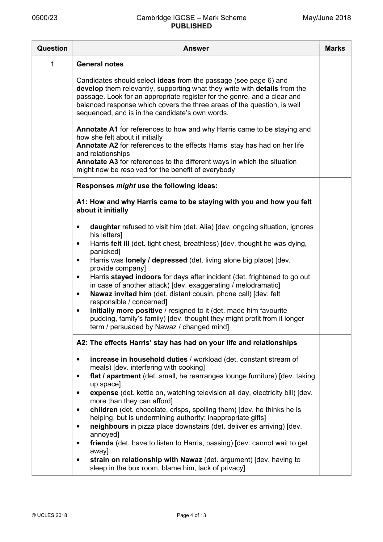 Mark scheme, page 4 of 13