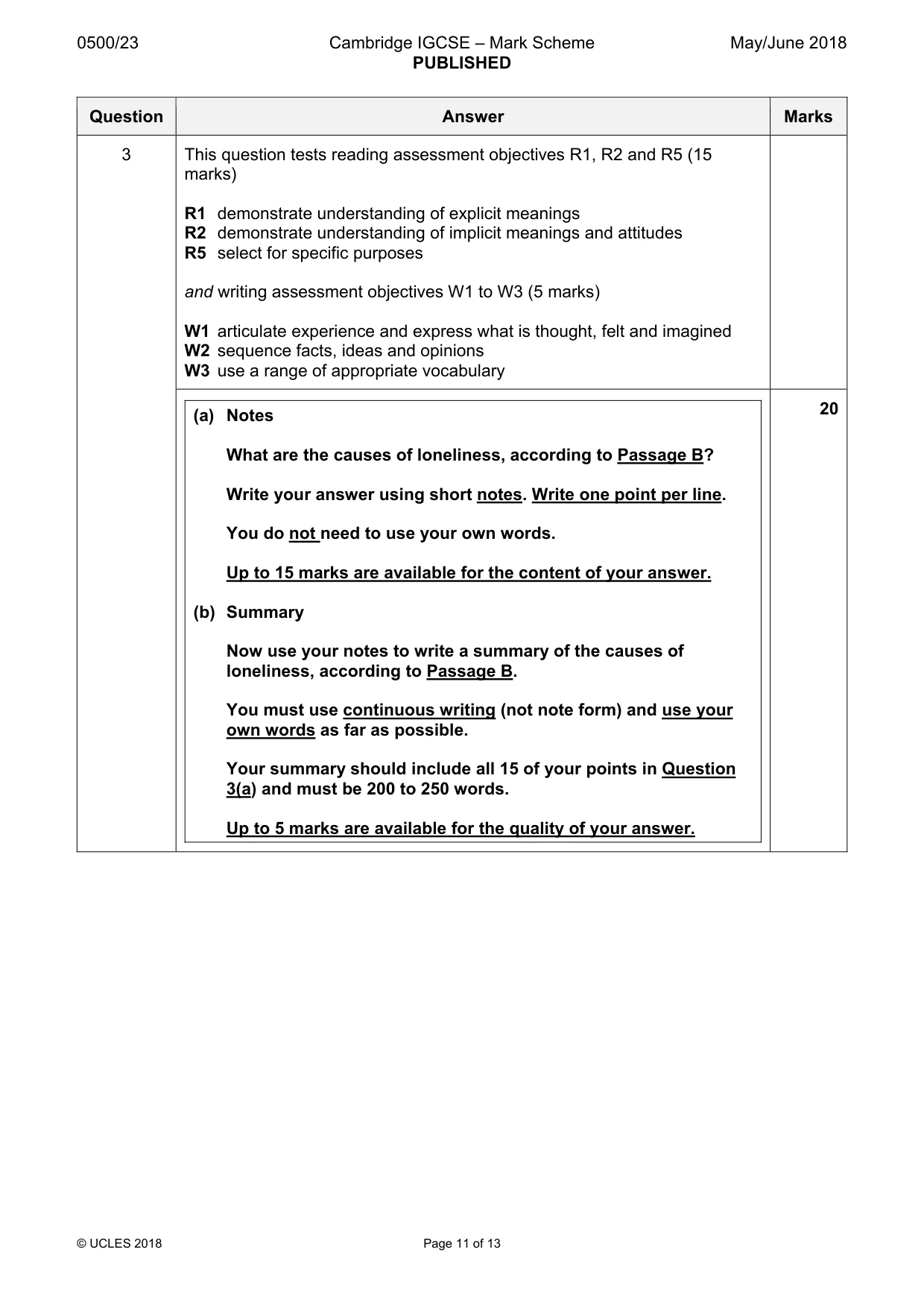 Mark scheme, page 11 of 13