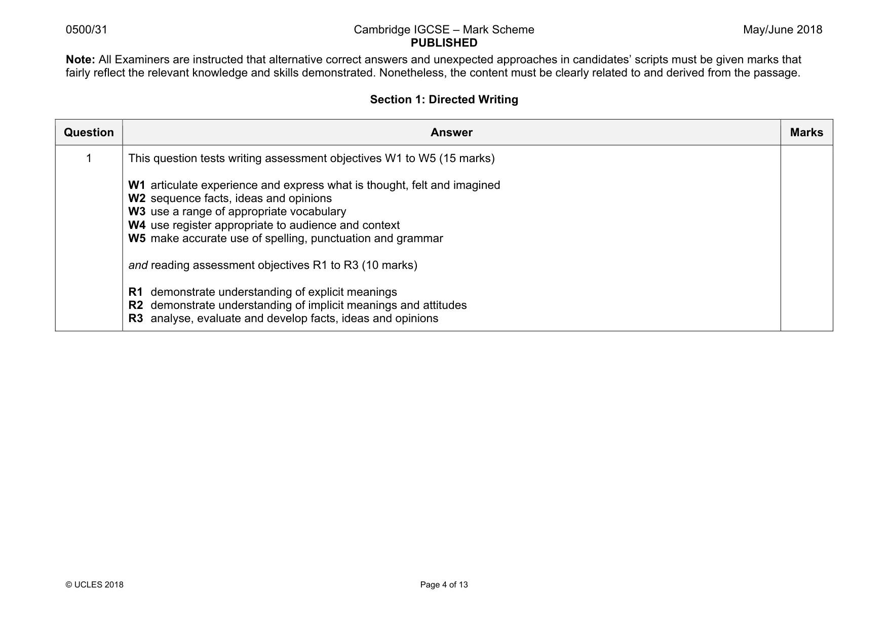 Mark scheme, page 4 of 13