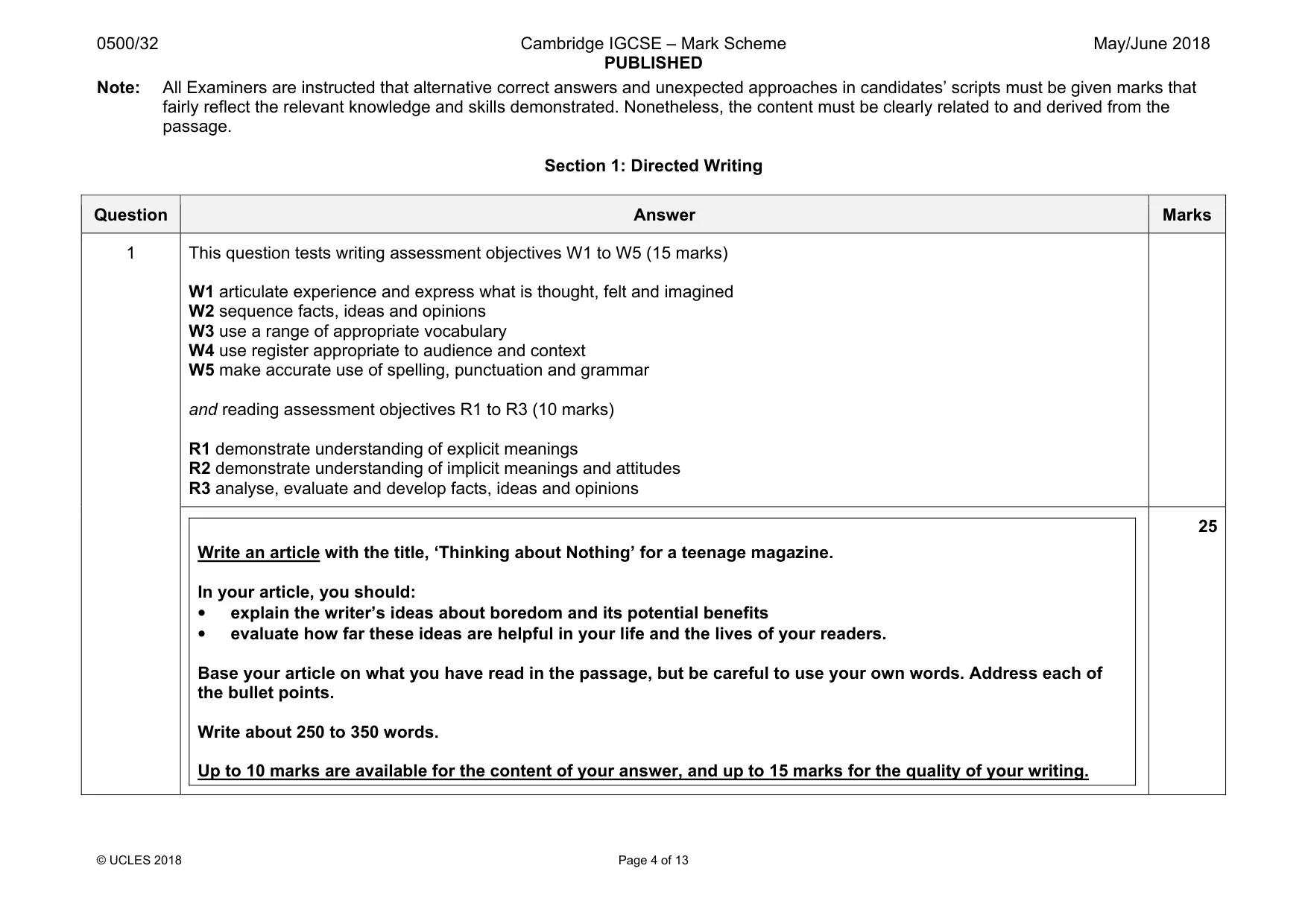 Mark scheme, page 4 of 13