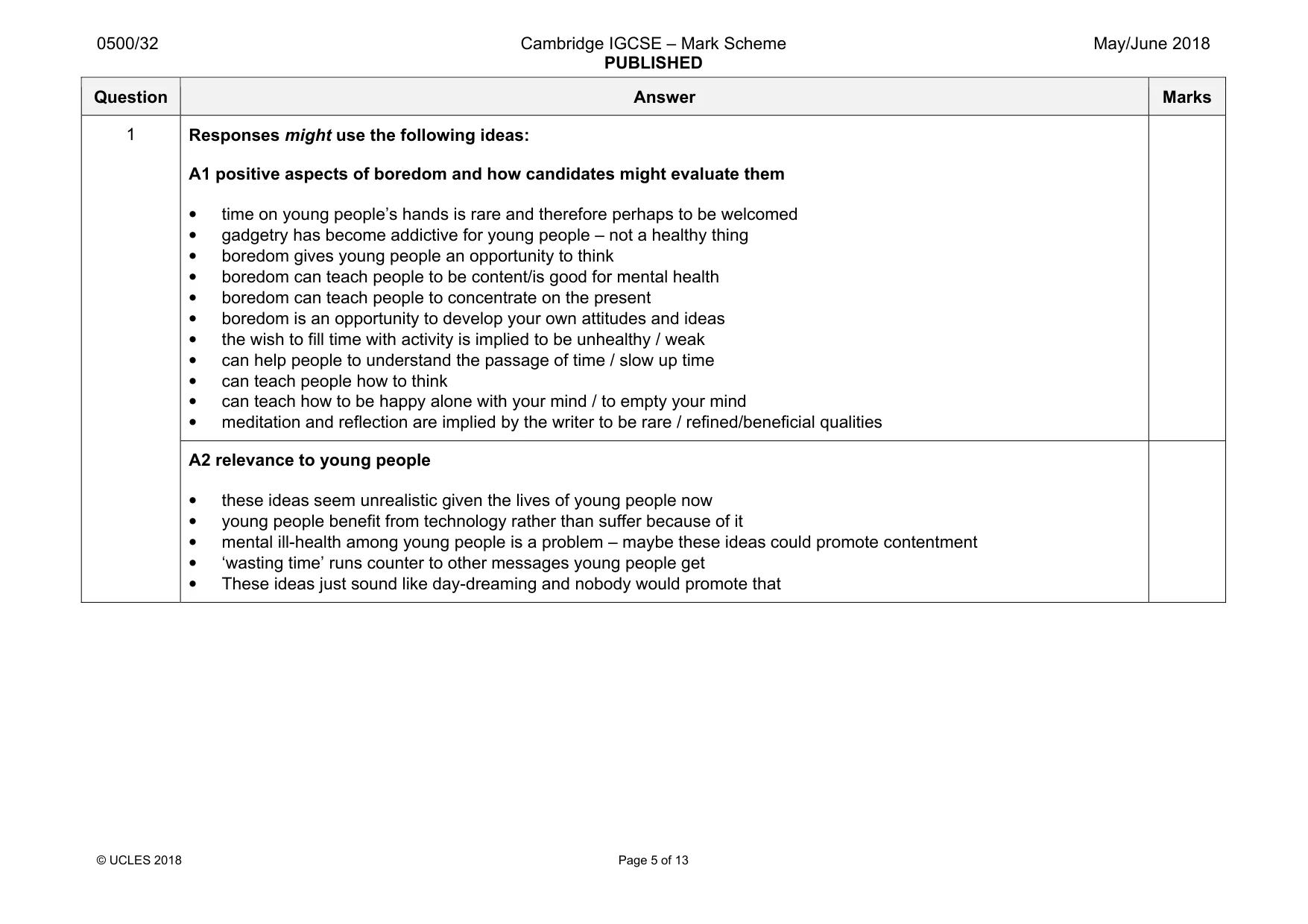 Mark scheme, page 5 of 13
