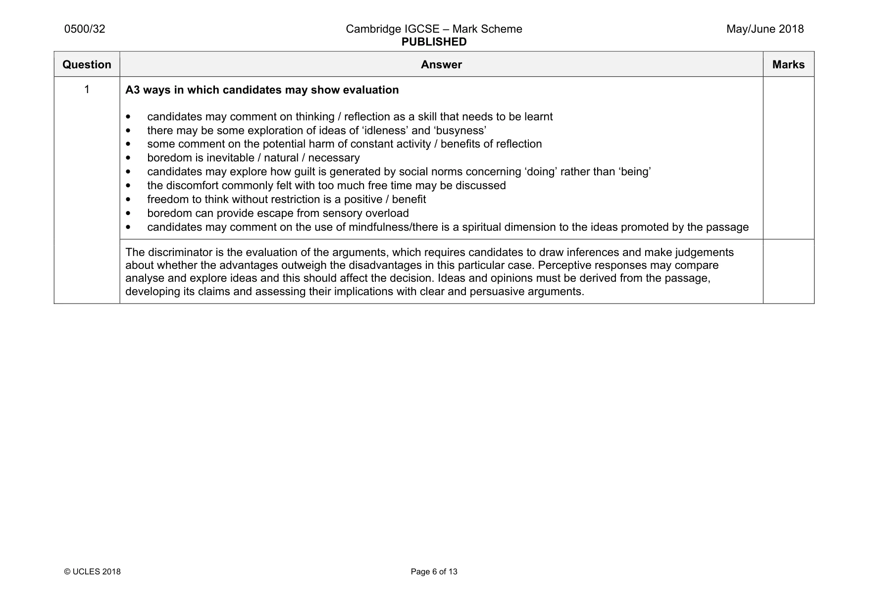 Mark scheme, page 6 of 13