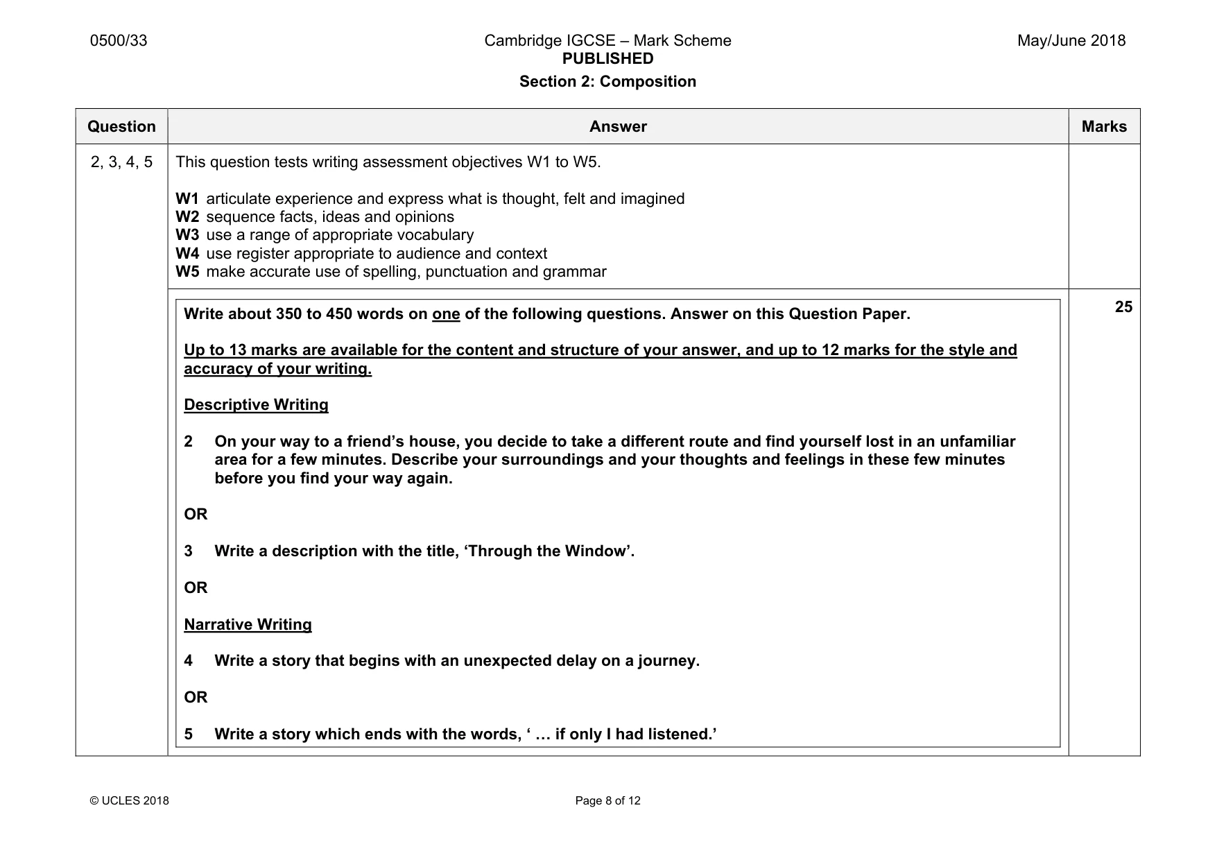 Mark scheme, page 8 of 12