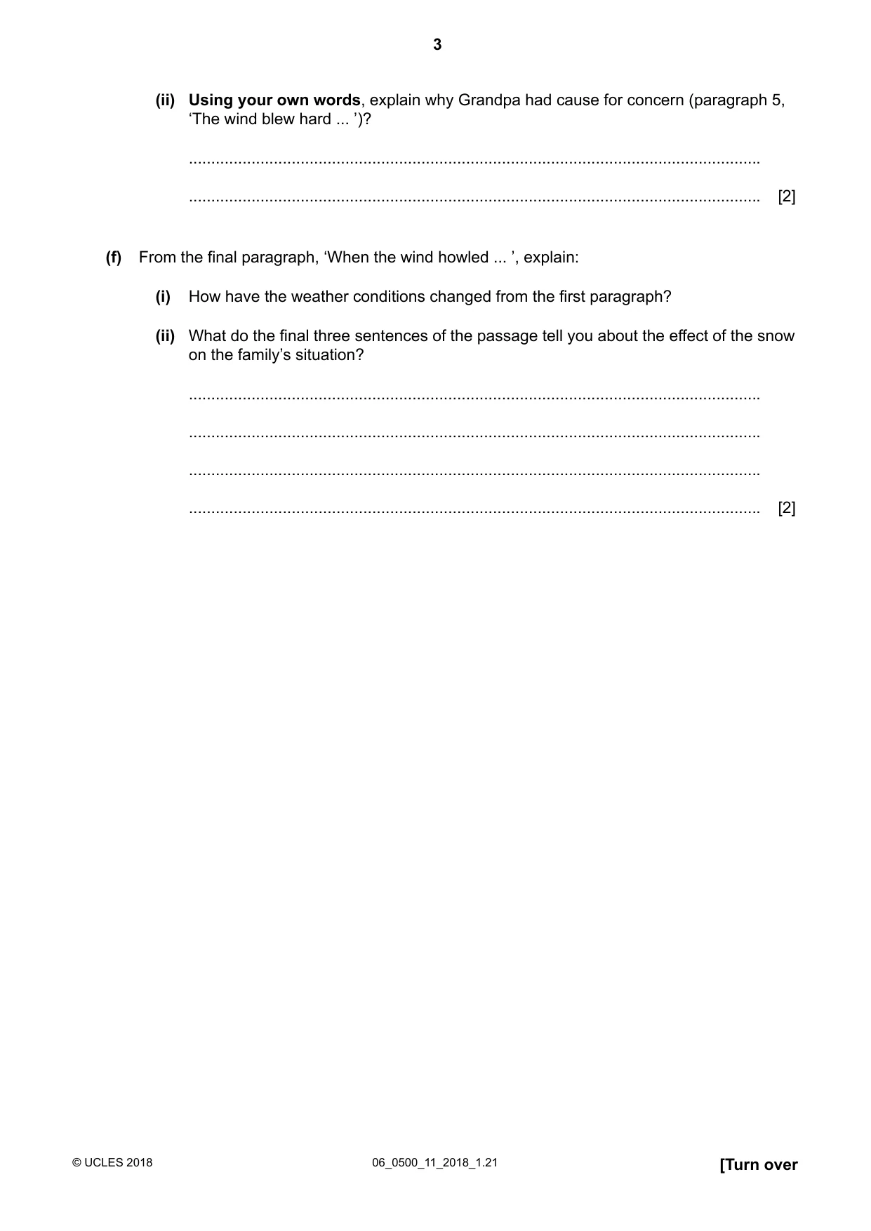 Cambridge IGCSE English - First Language 0500 2018 May/June Paper 1 · Variant 1 question paper, page 3 of 12