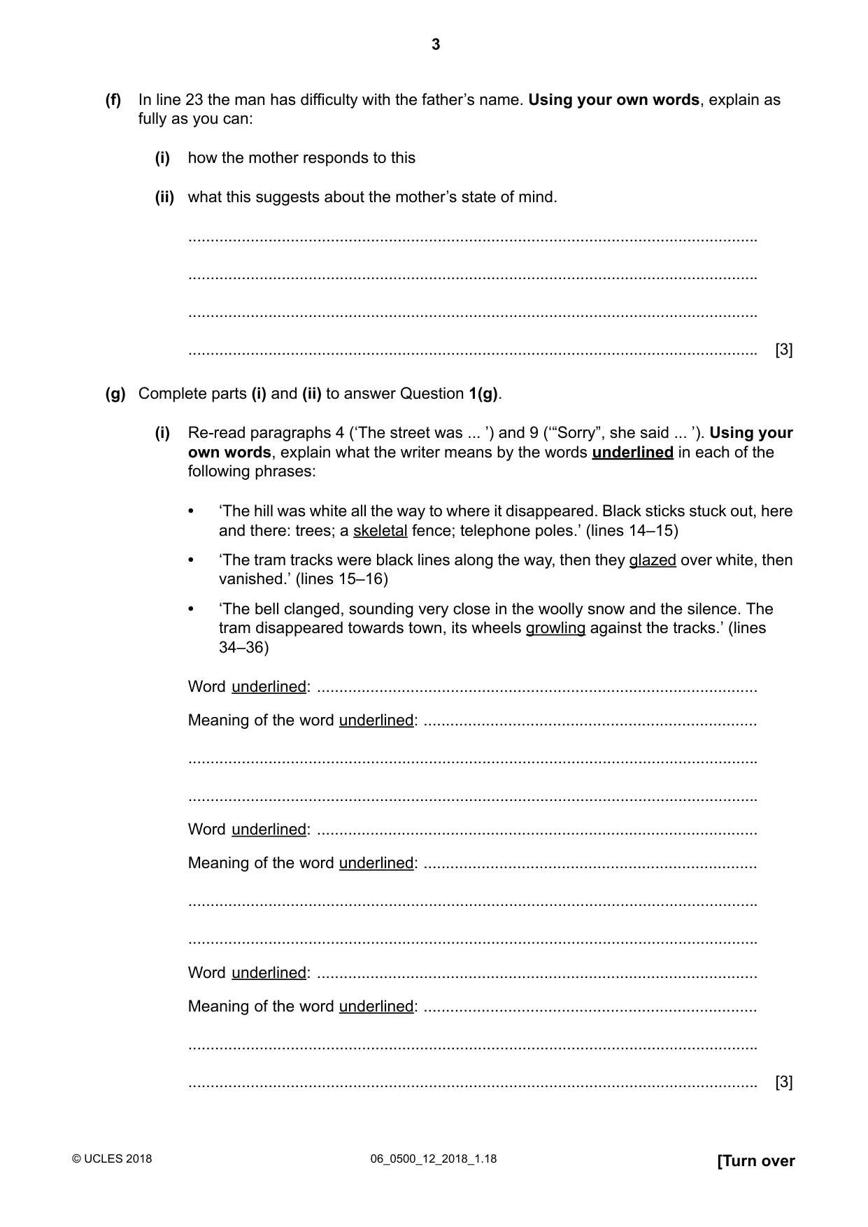 Cambridge IGCSE English - First Language 0500 2018 May/June Paper 1 · Variant 2 question paper, page 3 of 12