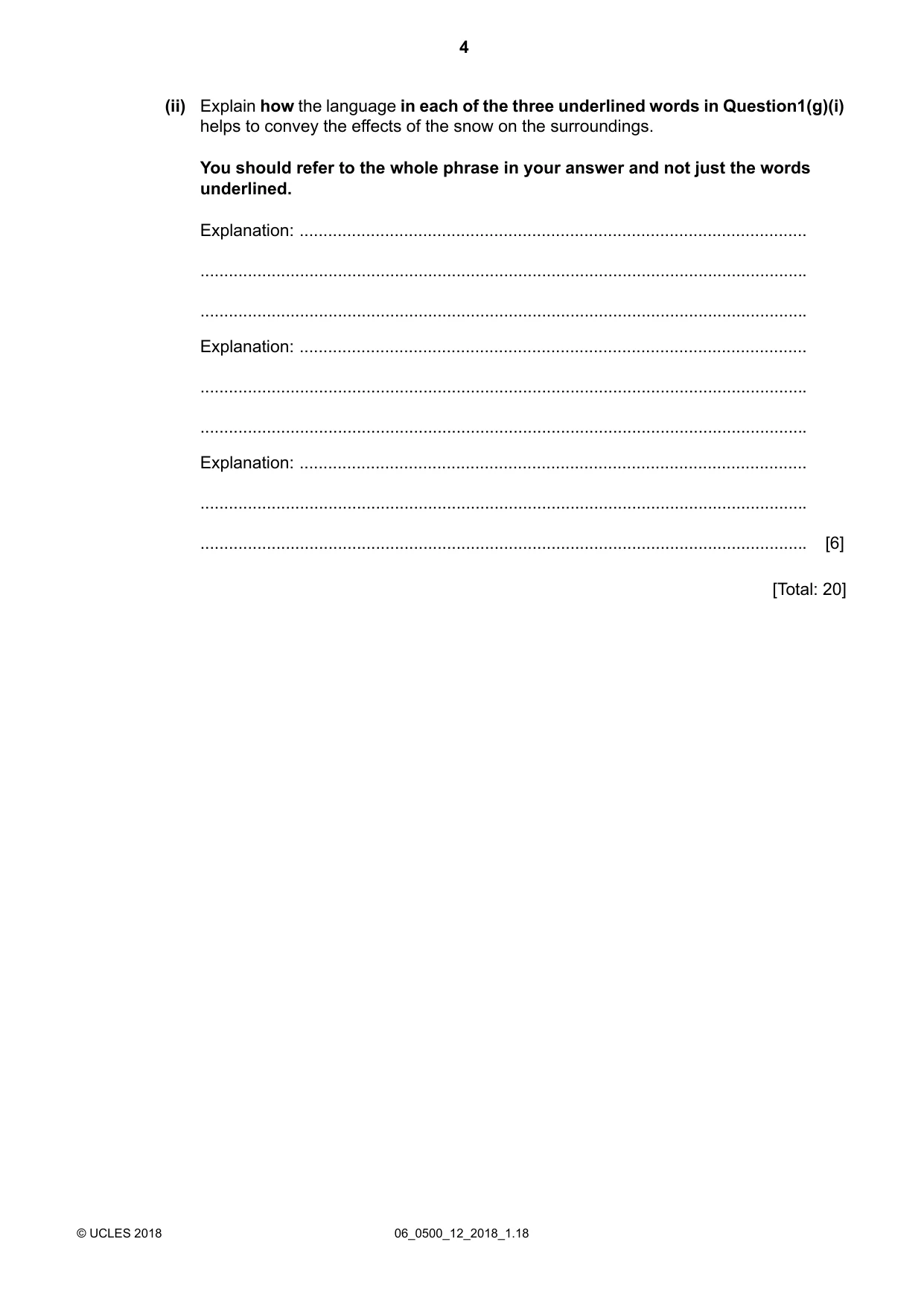 Cambridge IGCSE English - First Language 0500 2018 May/June Paper 1 · Variant 2 question paper, page 4 of 12