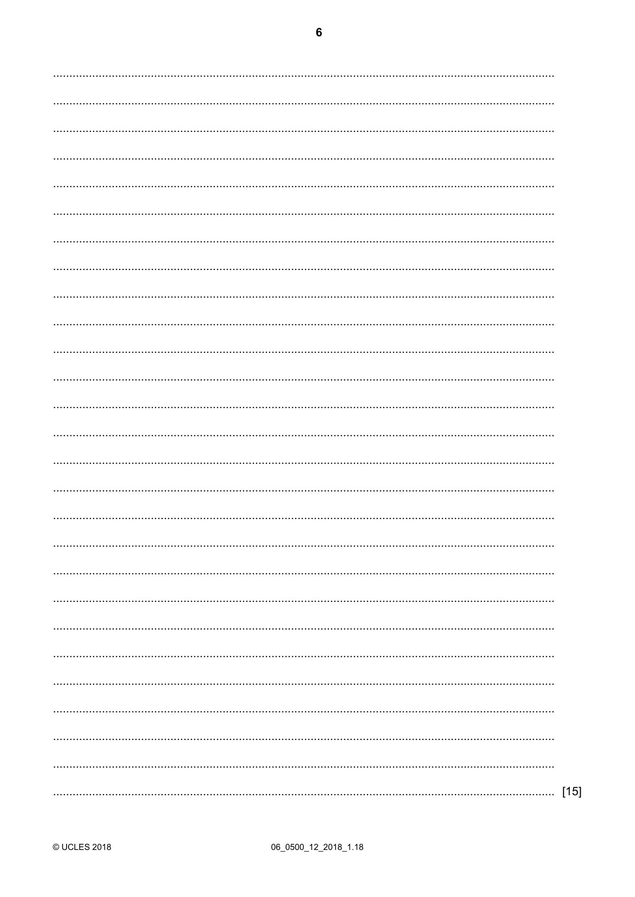 Cambridge IGCSE English - First Language 0500 2018 May/June Paper 1 · Variant 2 question paper, page 6 of 12