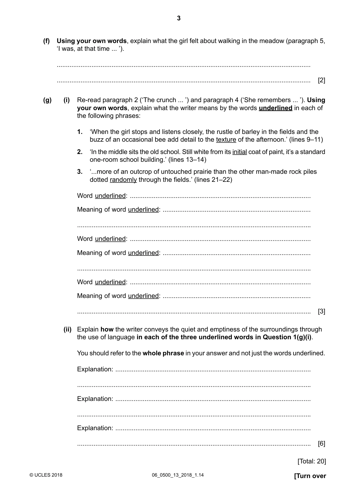 Cambridge IGCSE English - First Language 0500 2018 May/June Paper 1 · Variant 3 question paper, page 3 of 12
