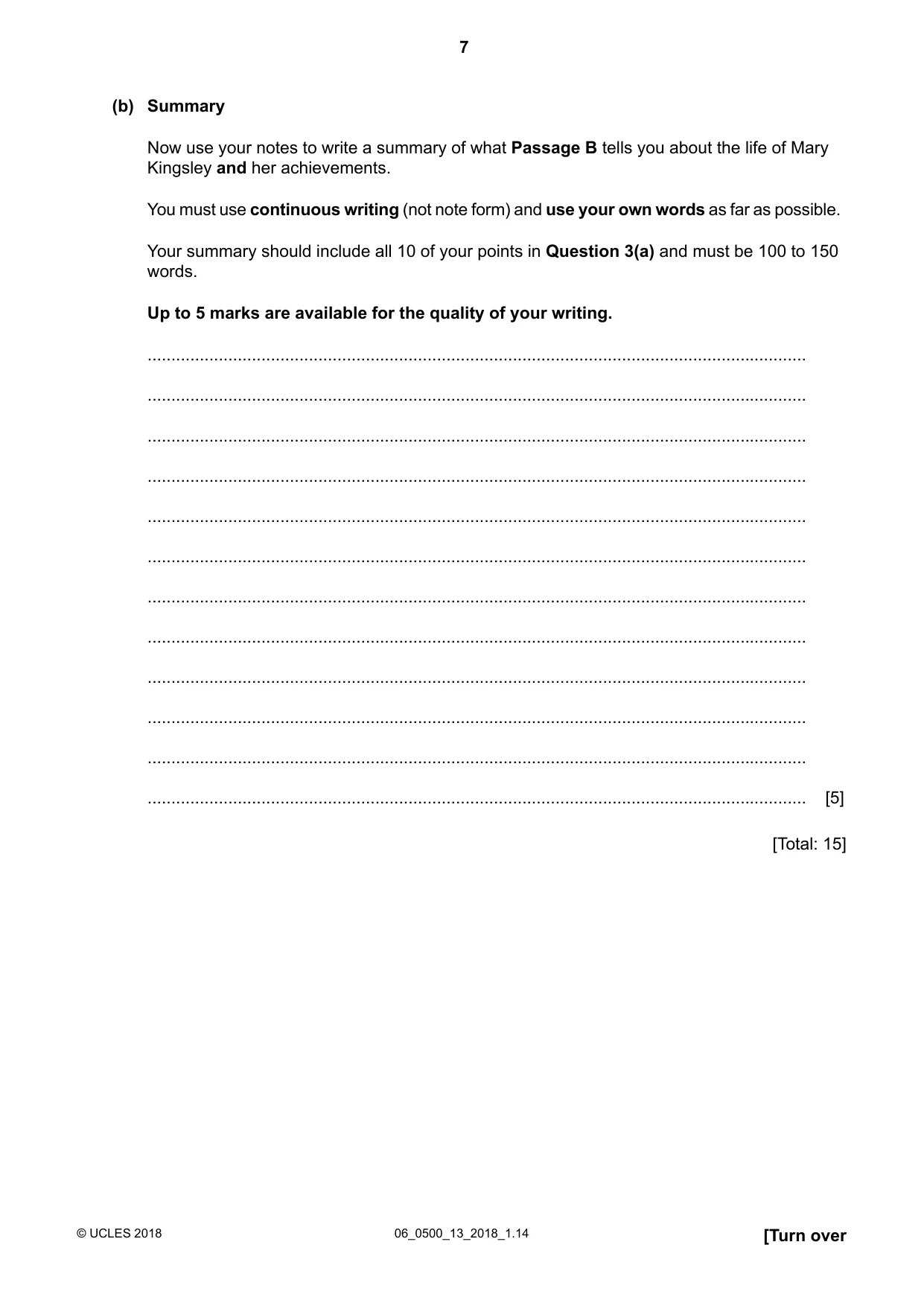 Cambridge IGCSE English - First Language 0500 2018 May/June Paper 1 · Variant 3 question paper, page 7 of 12